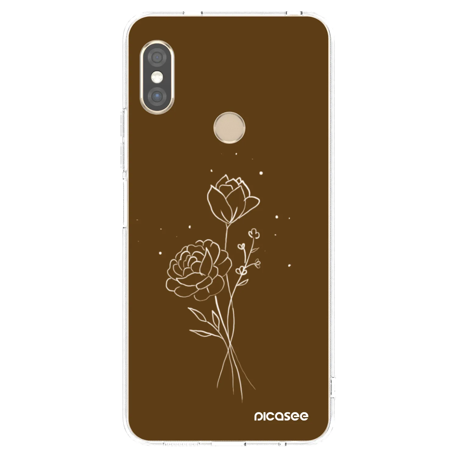 Picasee silikonski prozorni ovitek za Xiaomi Redmi Note 5 Global - Brown flowers