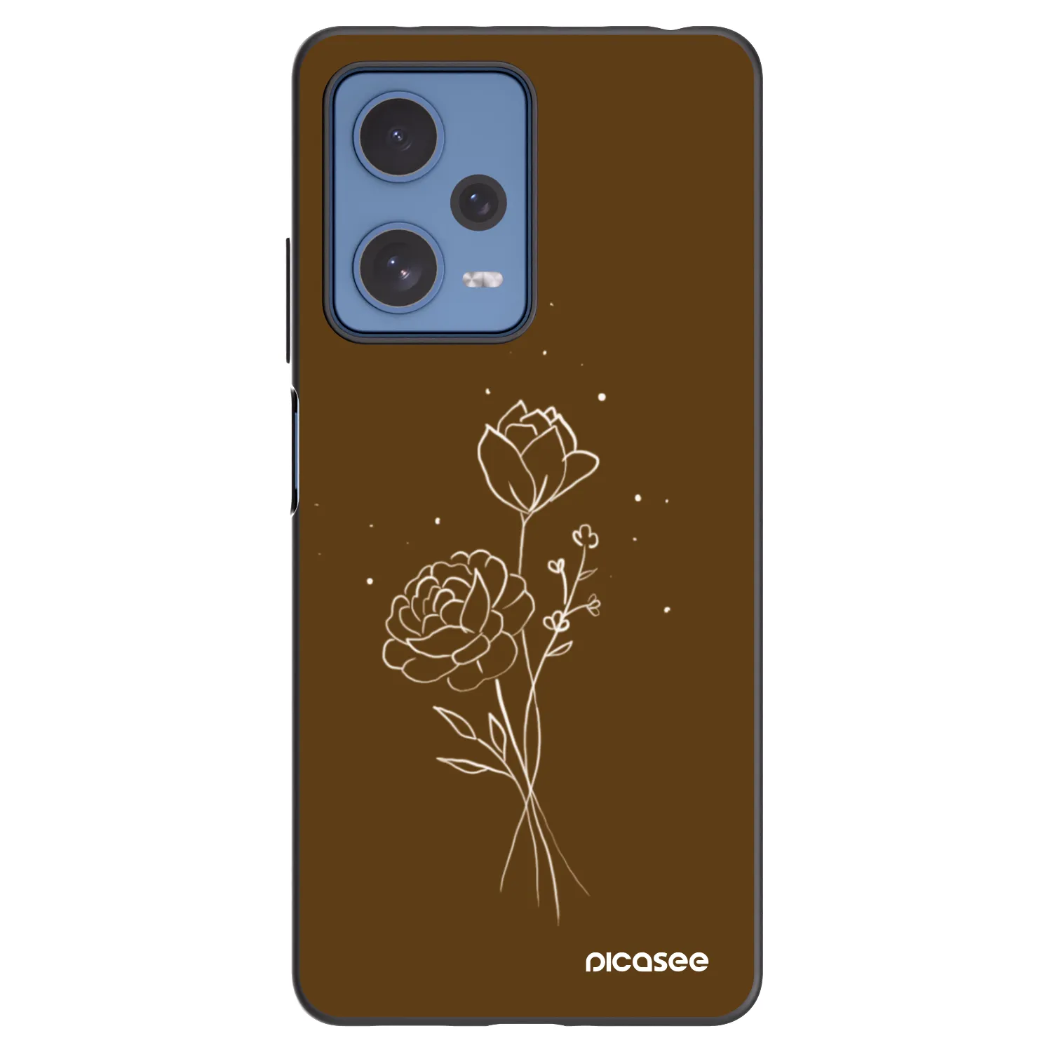 Picasee silikonski črni ovitek za Xiaomi Redmi Note 12 Pro 5G - Brown flowers
