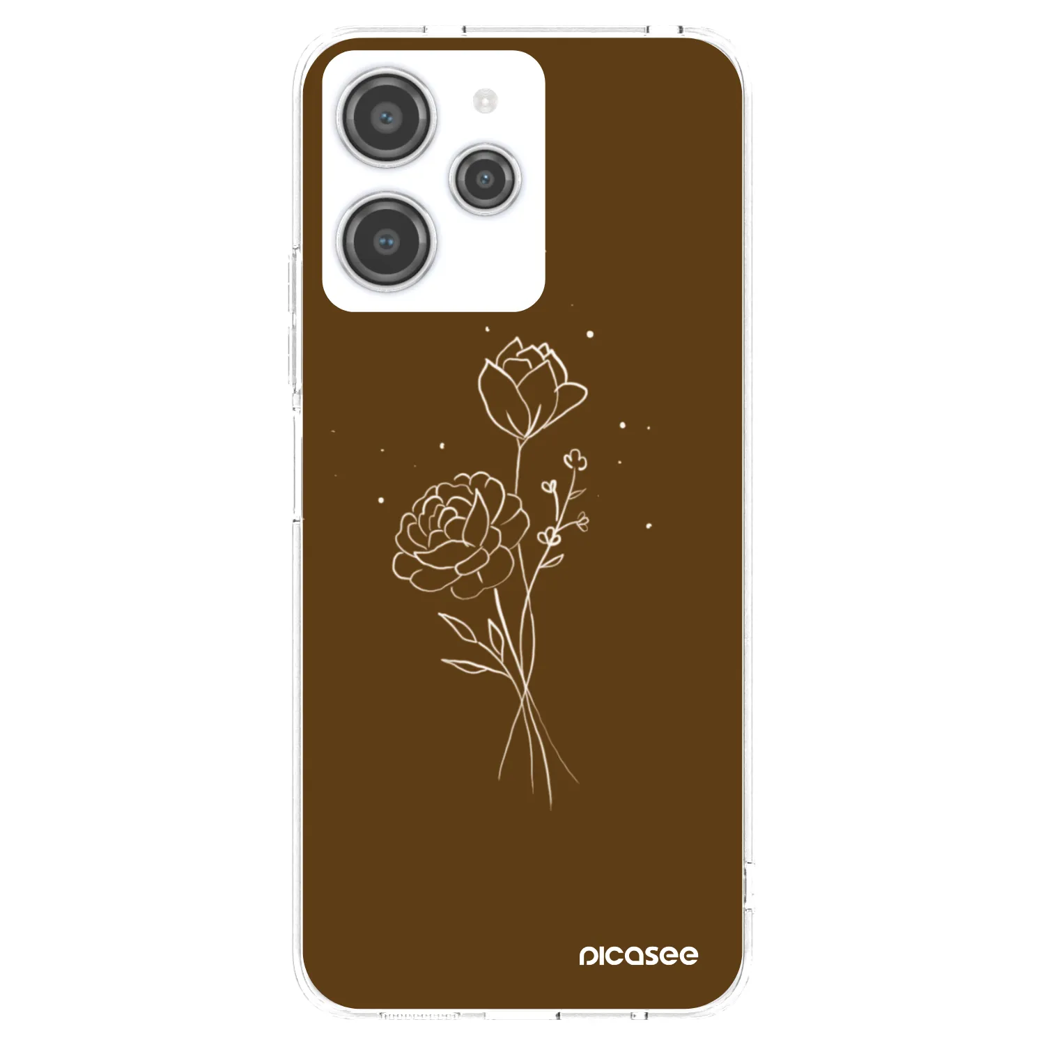 Picasee silikonski prozorni ovitek za Xiaomi Redmi 12 4G - Brown flowers