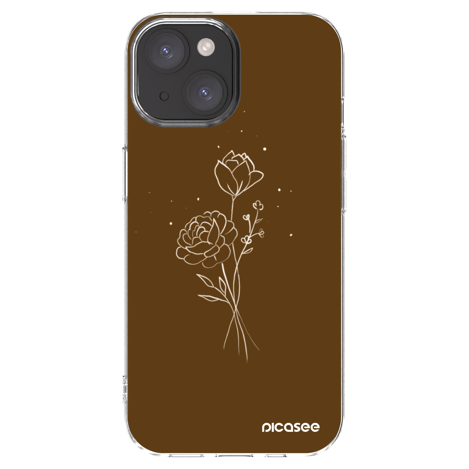 Picasee silikonski prozorni ovitek za Apple iPhone 15 - Brown flowers