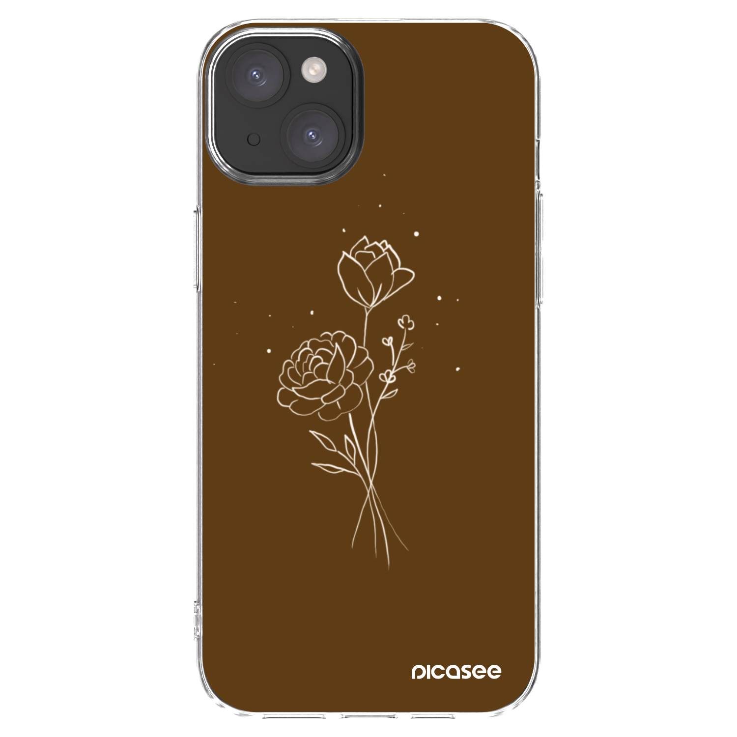Picasee silikonski prozorni ovitek za Apple iPhone 15 Plus - Brown flowers