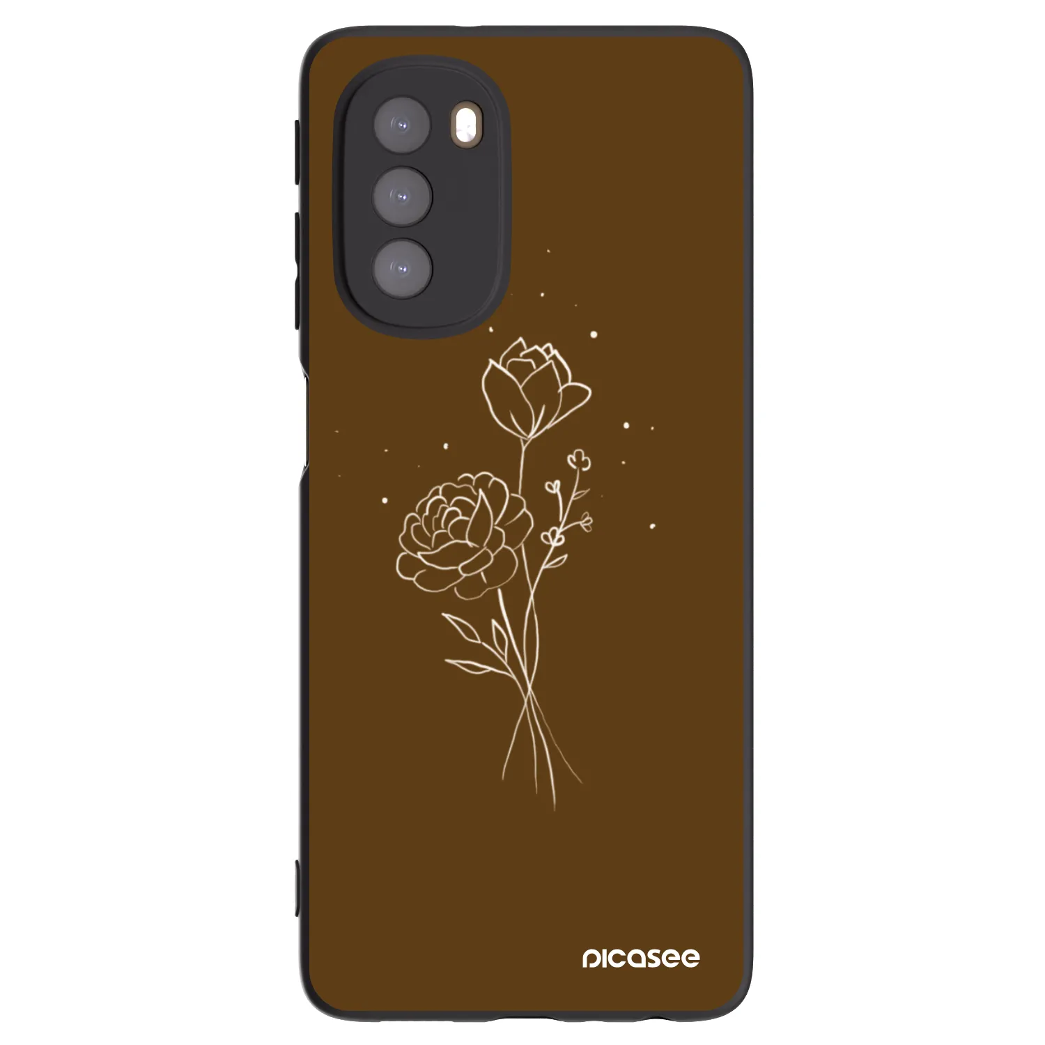 Picasee silikonski črni ovitek za Motorola Moto G51 - Brown flowers