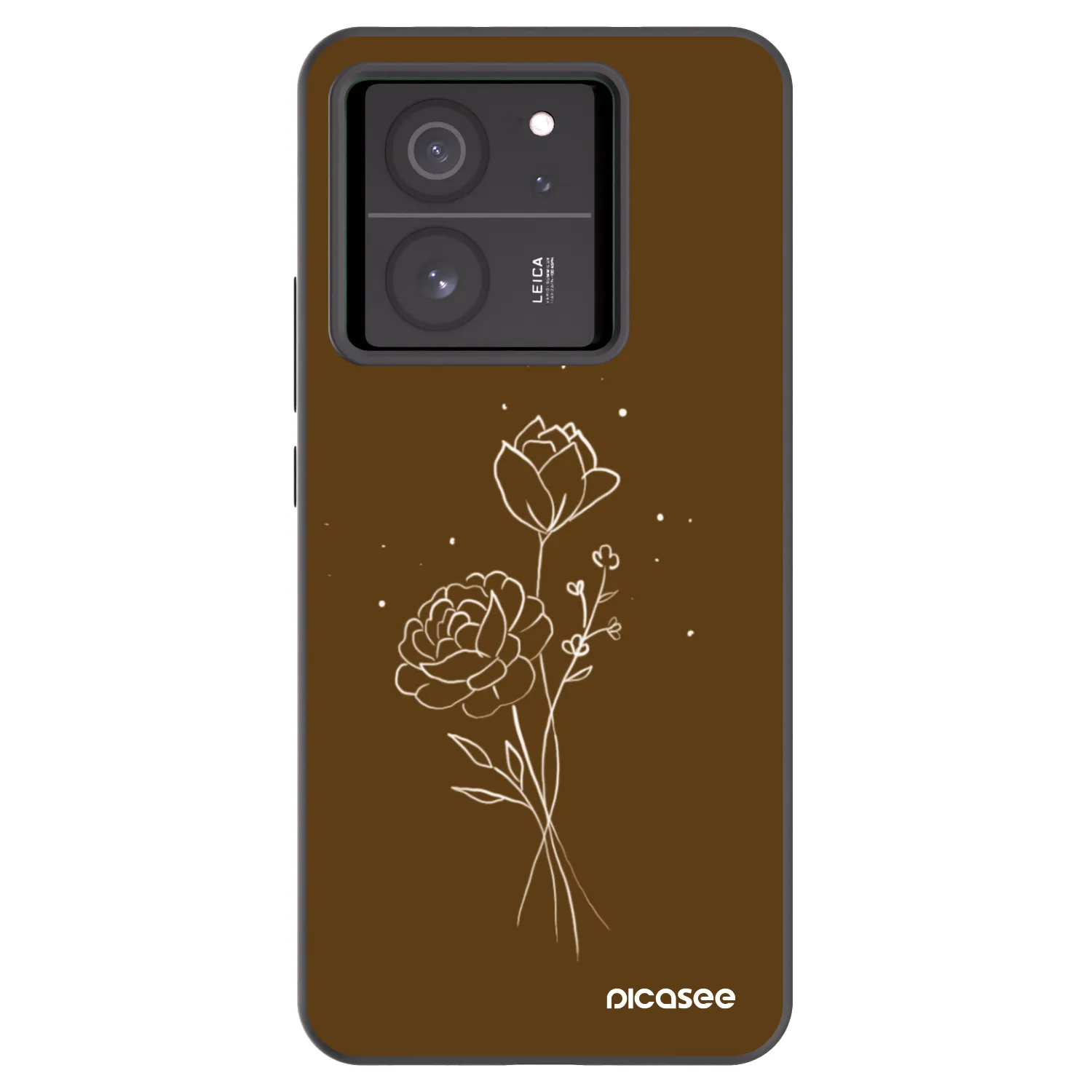 Picasee silikonski črni ovitek za Xiaomi 13T - Brown flowers