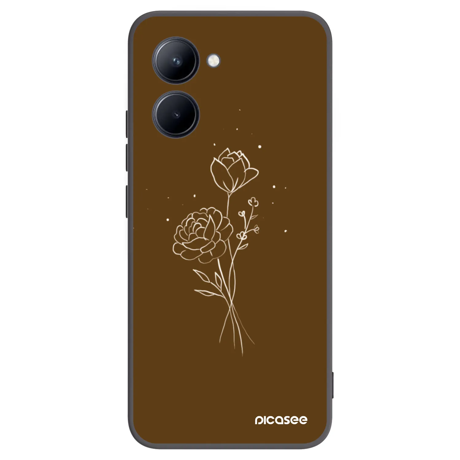 Picasee silikonski črni ovitek za Realme C33 (2023) - Brown flowers