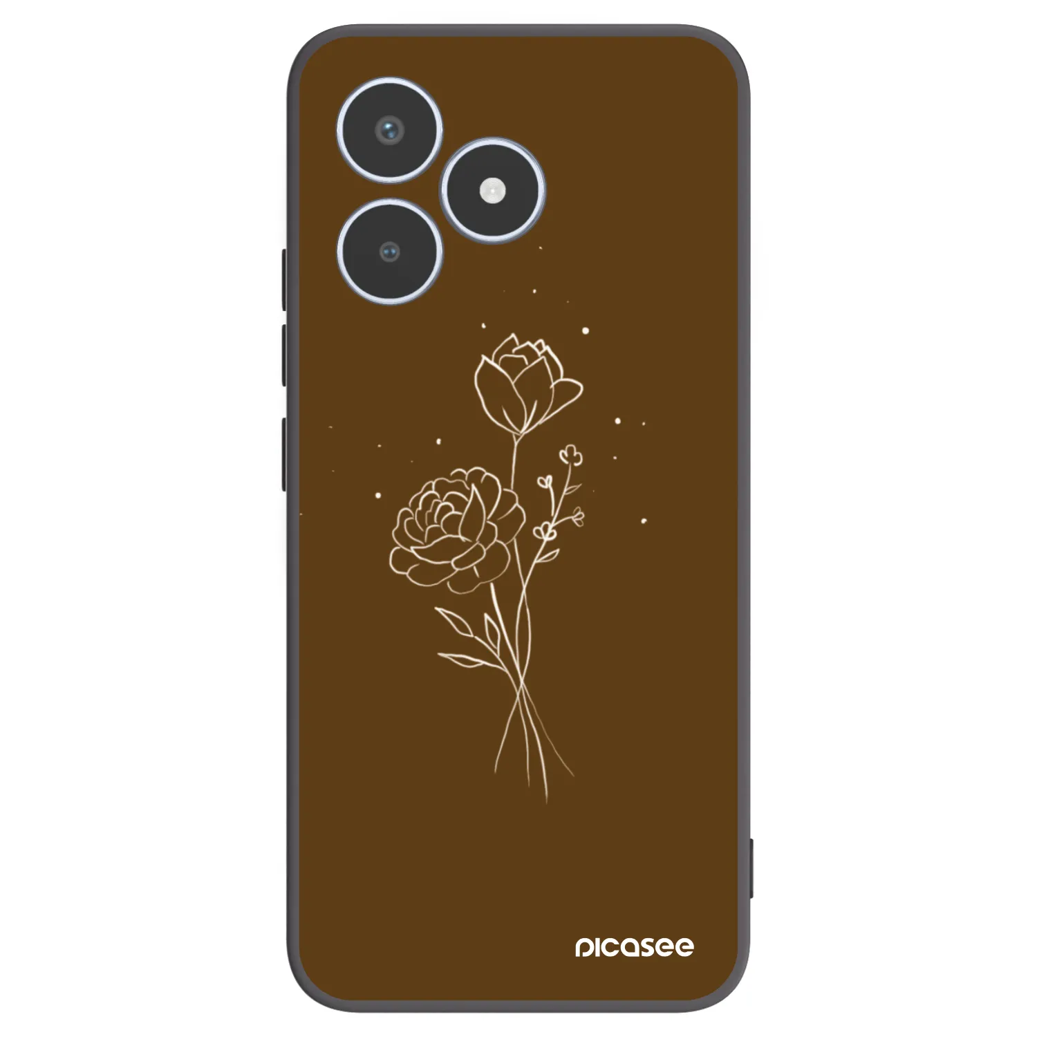 Picasee silikonski črni ovitek za Realme C53 - Brown flowers