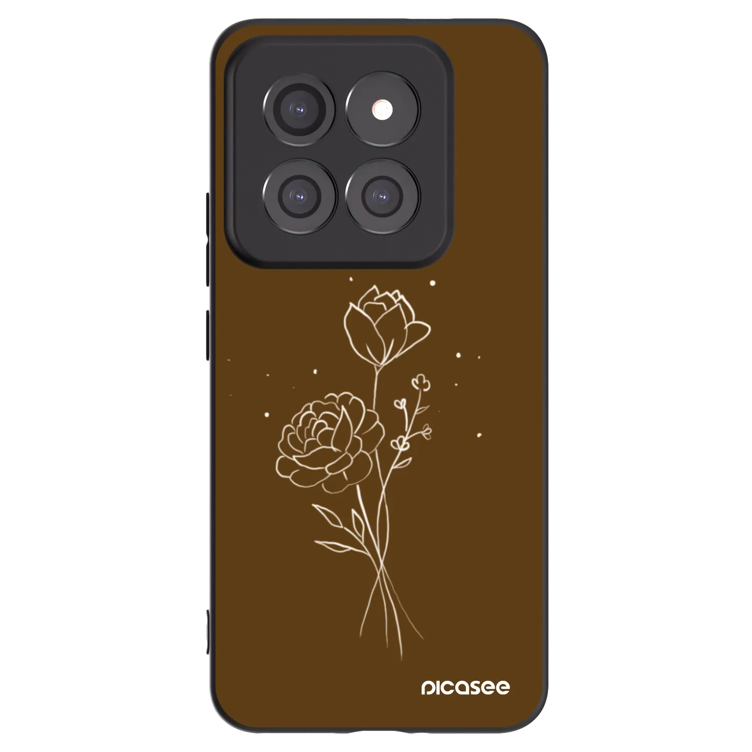 Picasee silikonski črni ovitek za Xiaomi 14 Pro - Brown flowers
