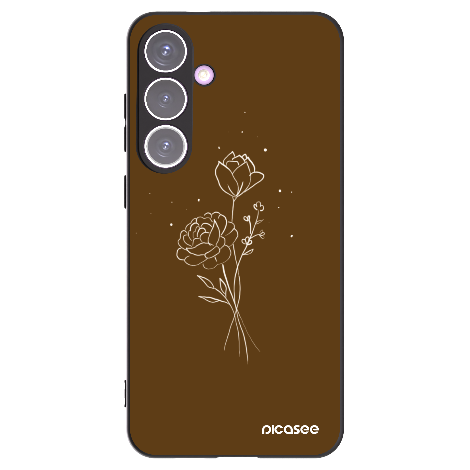 Picasee silikonski črni ovitek za Samsung Galaxy S24+ S926B 5G - Brown flowers