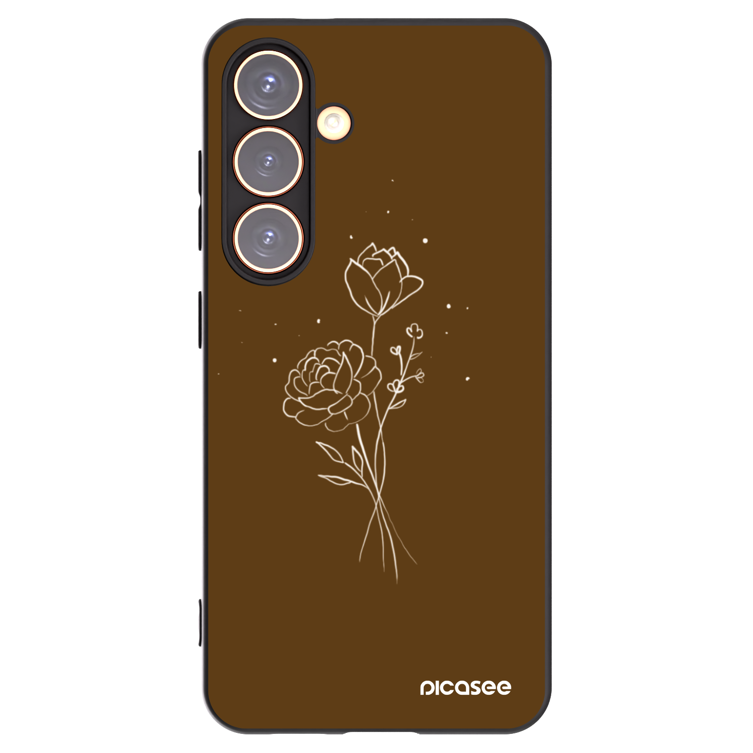 Picasee silikonski črni ovitek za Samsung Galaxy S24 S921B 5G - Brown flowers