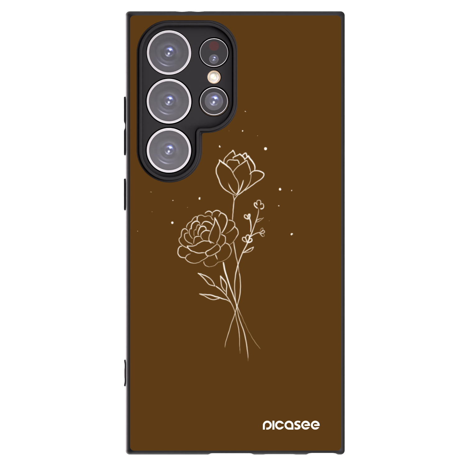 Picasee silikonski črni ovitek za Samsung Galaxy S24 Ultra S928B 5G - Brown flowers