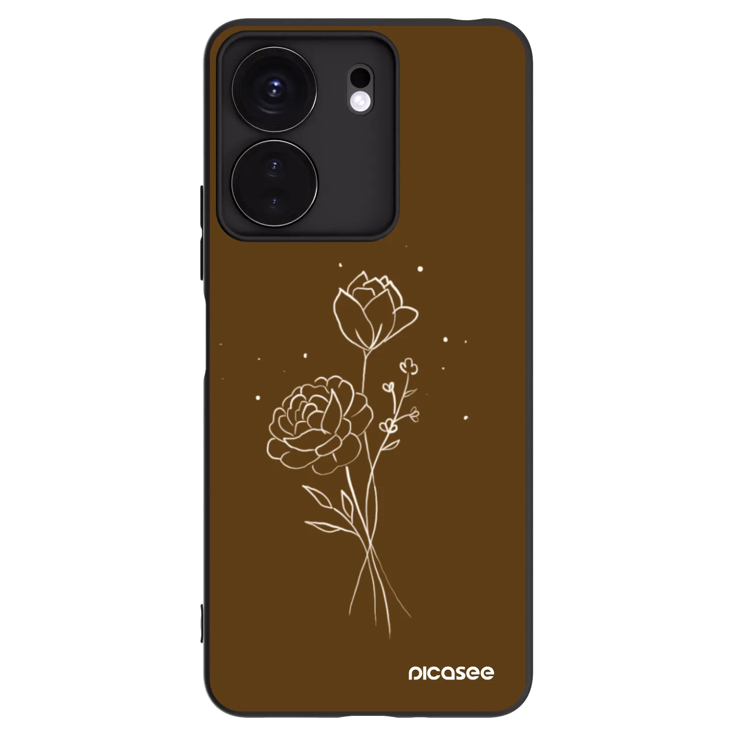 Picasee silikonski črni ovitek za Xiaomi Redmi 13C 4G - Brown flowers