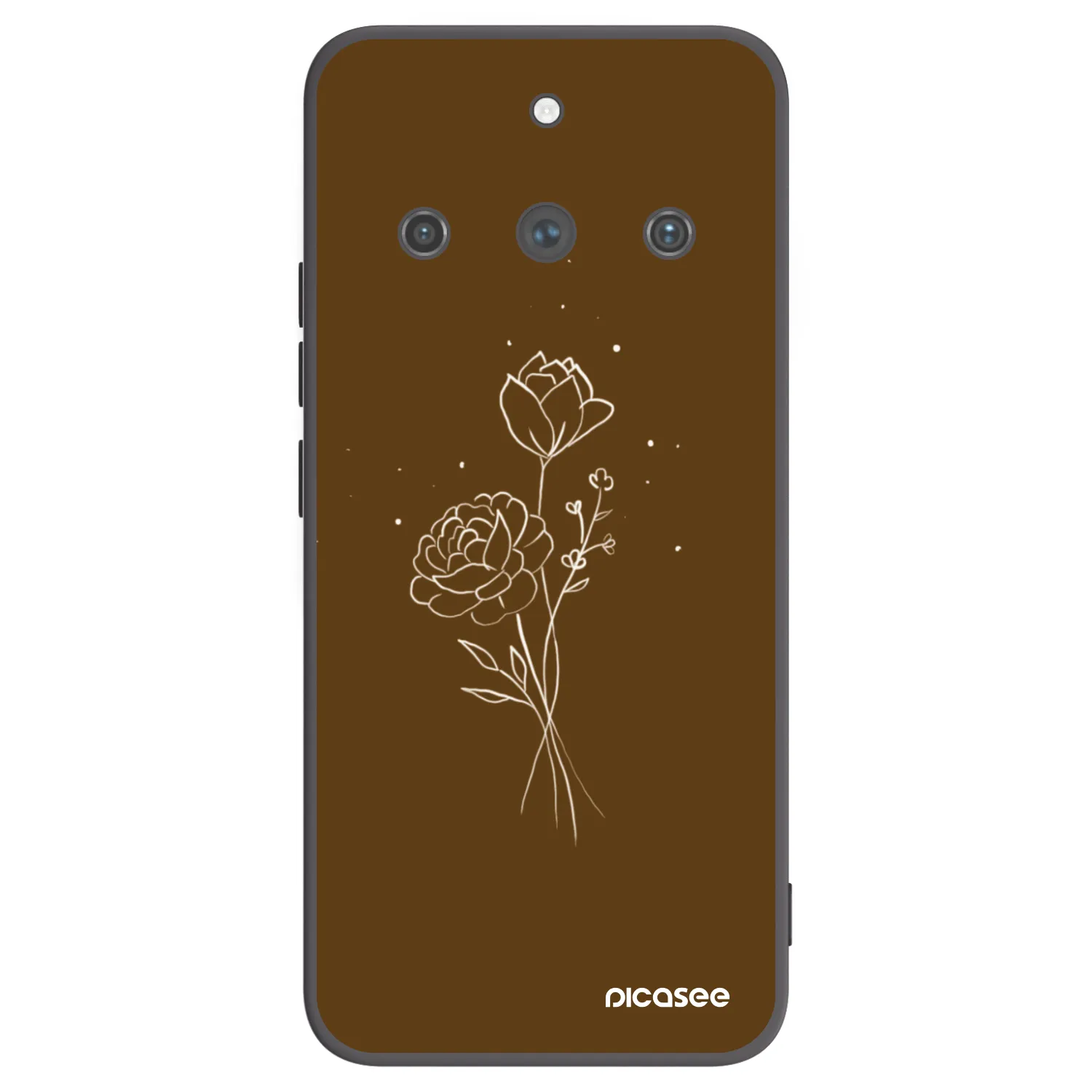Picasee silikonski črni ovitek za Realme 11 Pro+ - Brown flowers