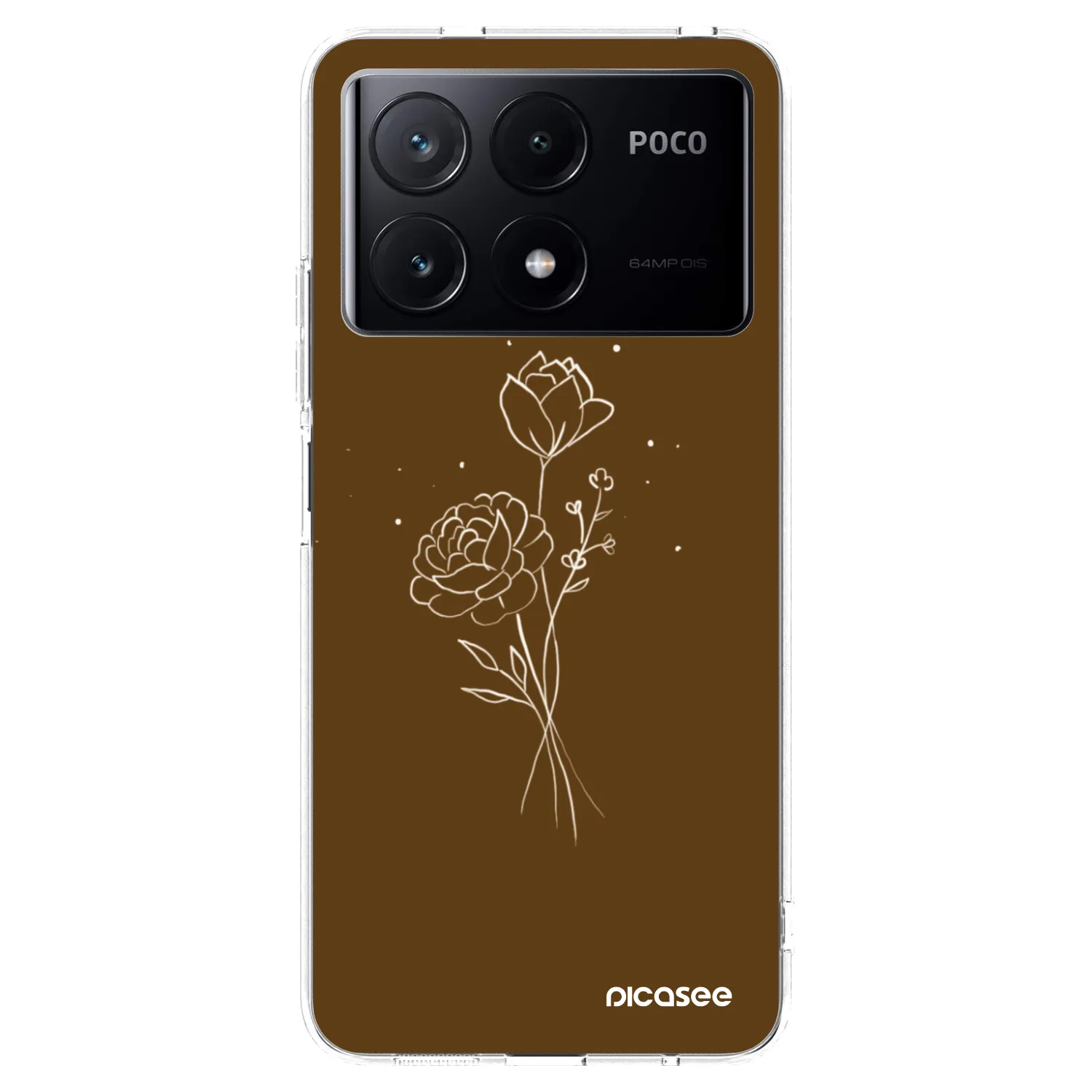 Picasee silikonski prozorni ovitek za Xiaomi Poco X6 Pro - Brown flowers
