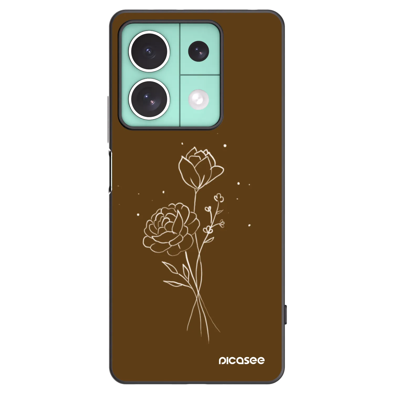 Picasee silikonski črni ovitek za Xiaomi Redmi Note 13 5G - Brown flowers