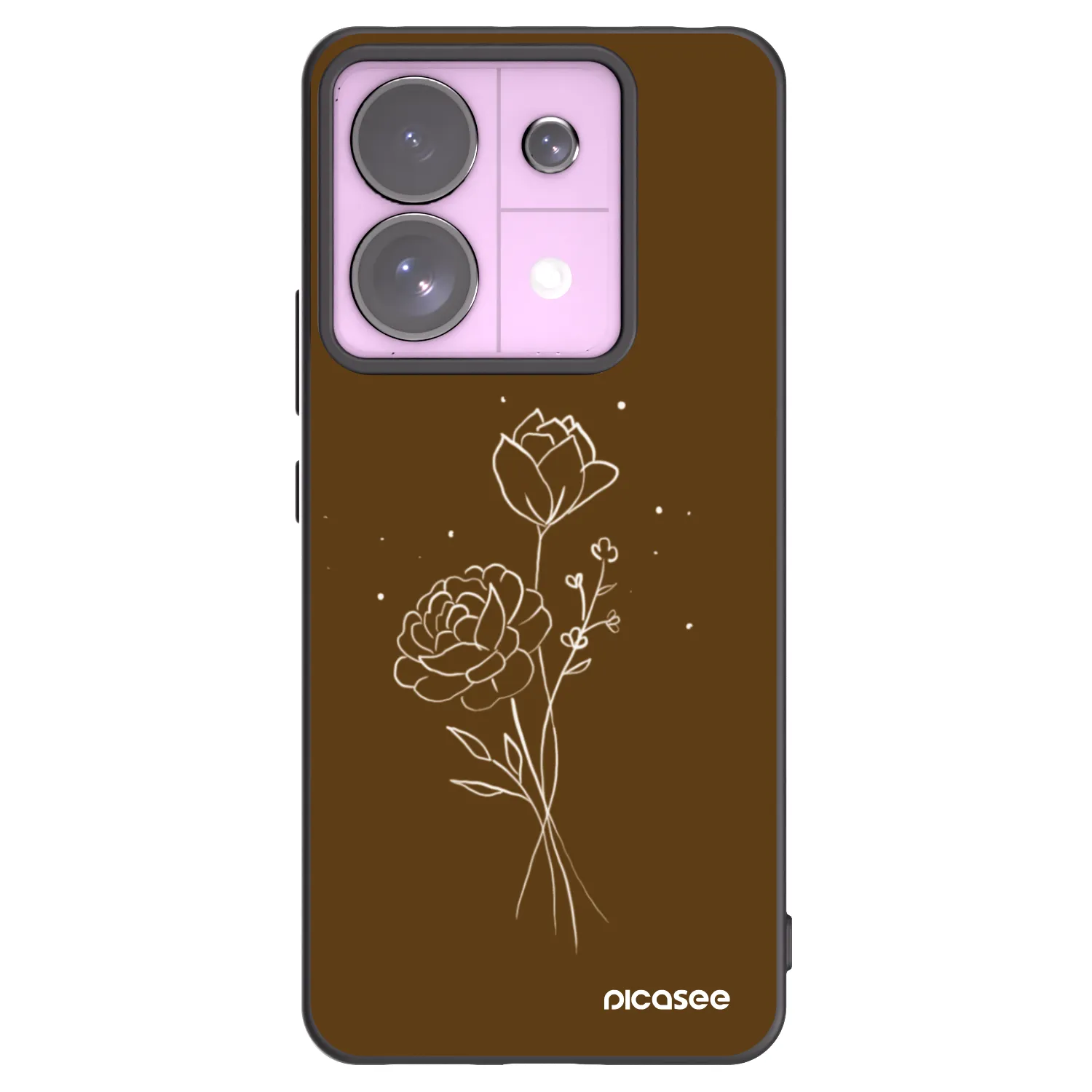 Picasee silikonski črni ovitek za Xiaomi Redmi Note 13 Pro 5G - Brown flowers