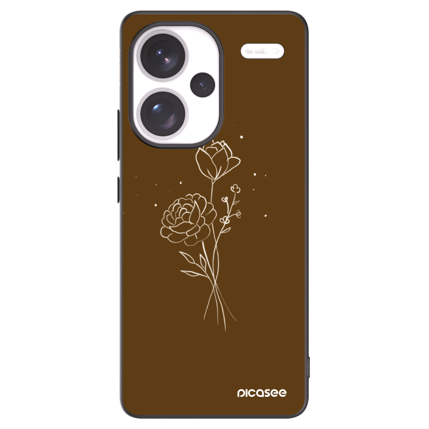 Picasee silikonski črni ovitek za Xiaomi Redmi Note 13 Pro+ 5G - Brown flowers