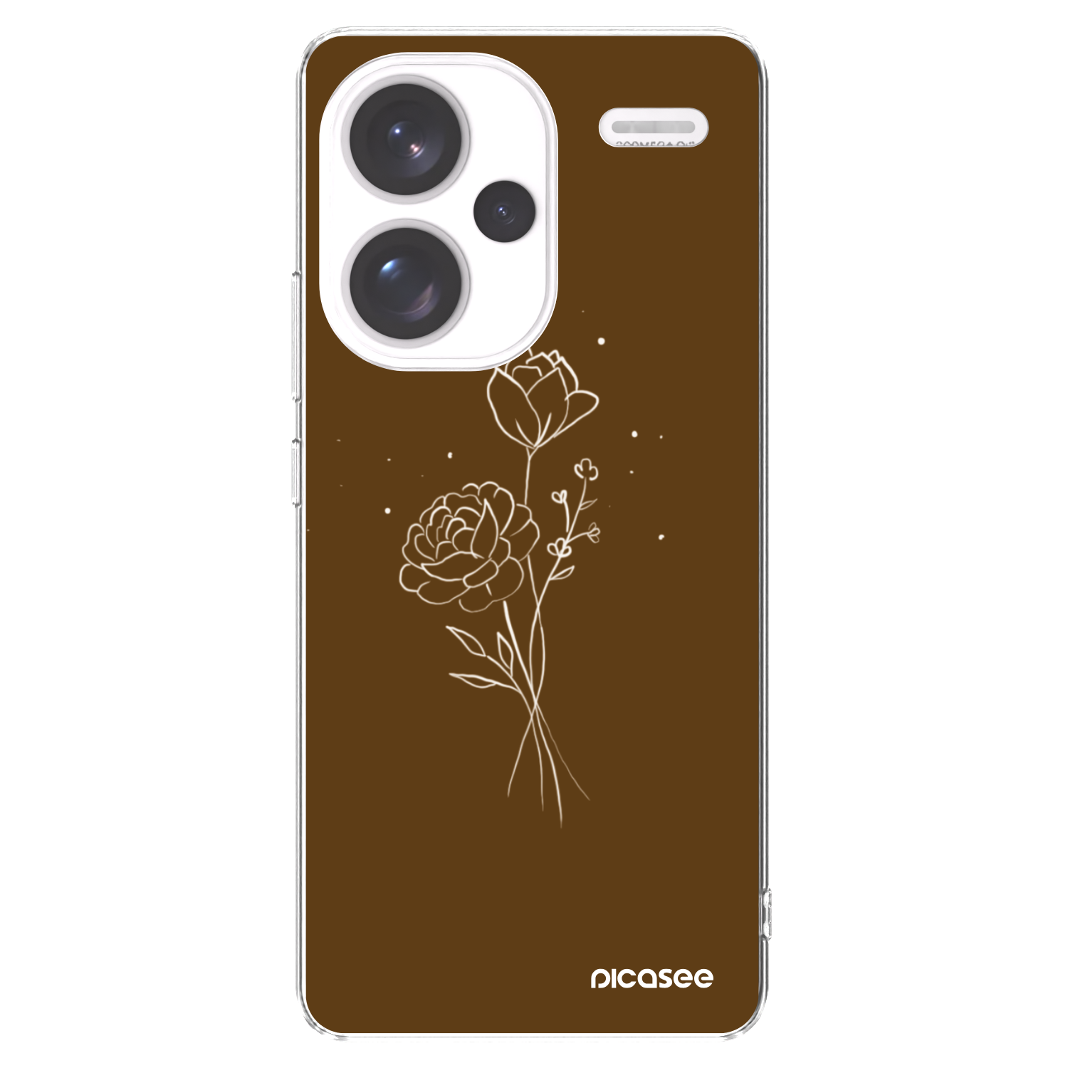 Picasee silikonski prozorni ovitek za Xiaomi Redmi Note 13 Pro+ 5G - Brown flowers