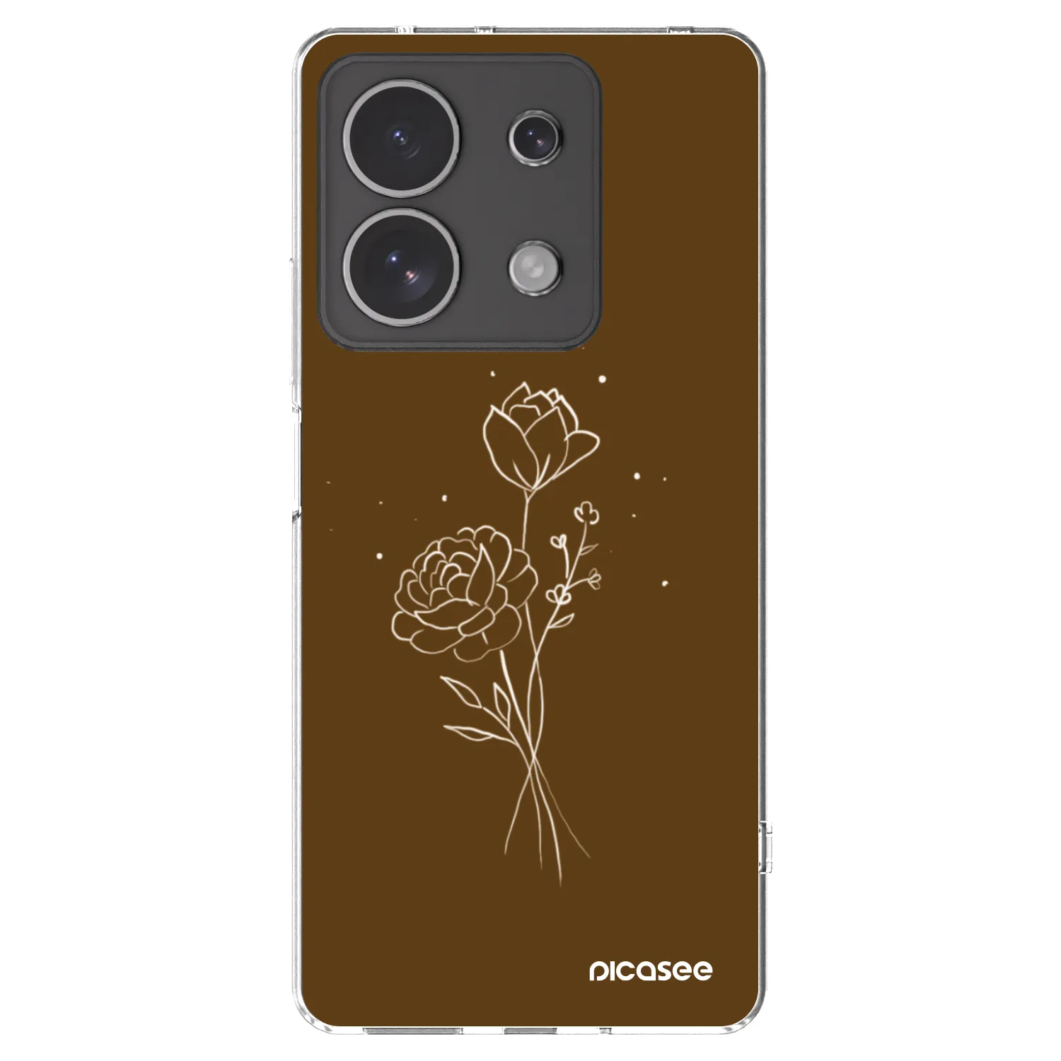 Picasee silikonski prozorni ovitek za Xiaomi Redmi Note 13 4G - Brown flowers