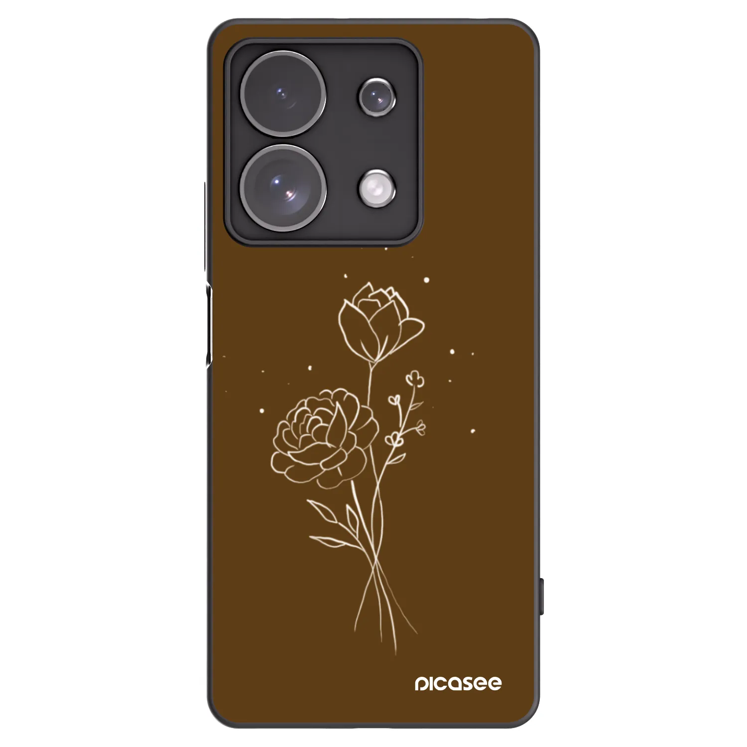 Picasee silikonski črni ovitek za Xiaomi Redmi Note 13 Pro 4G - Brown flowers