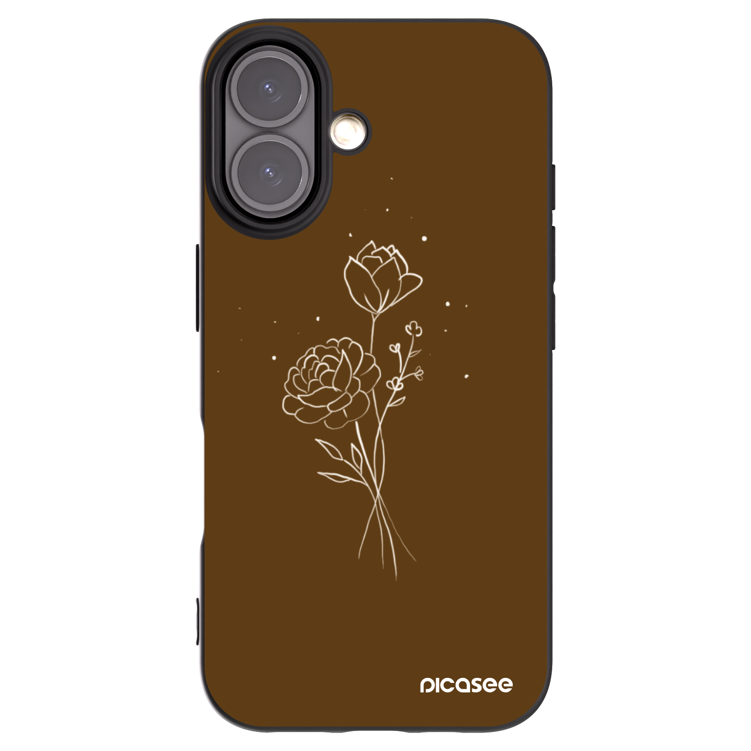 Picasee silikonski črni ovitek za Apple iPhone 16 - Brown flowers