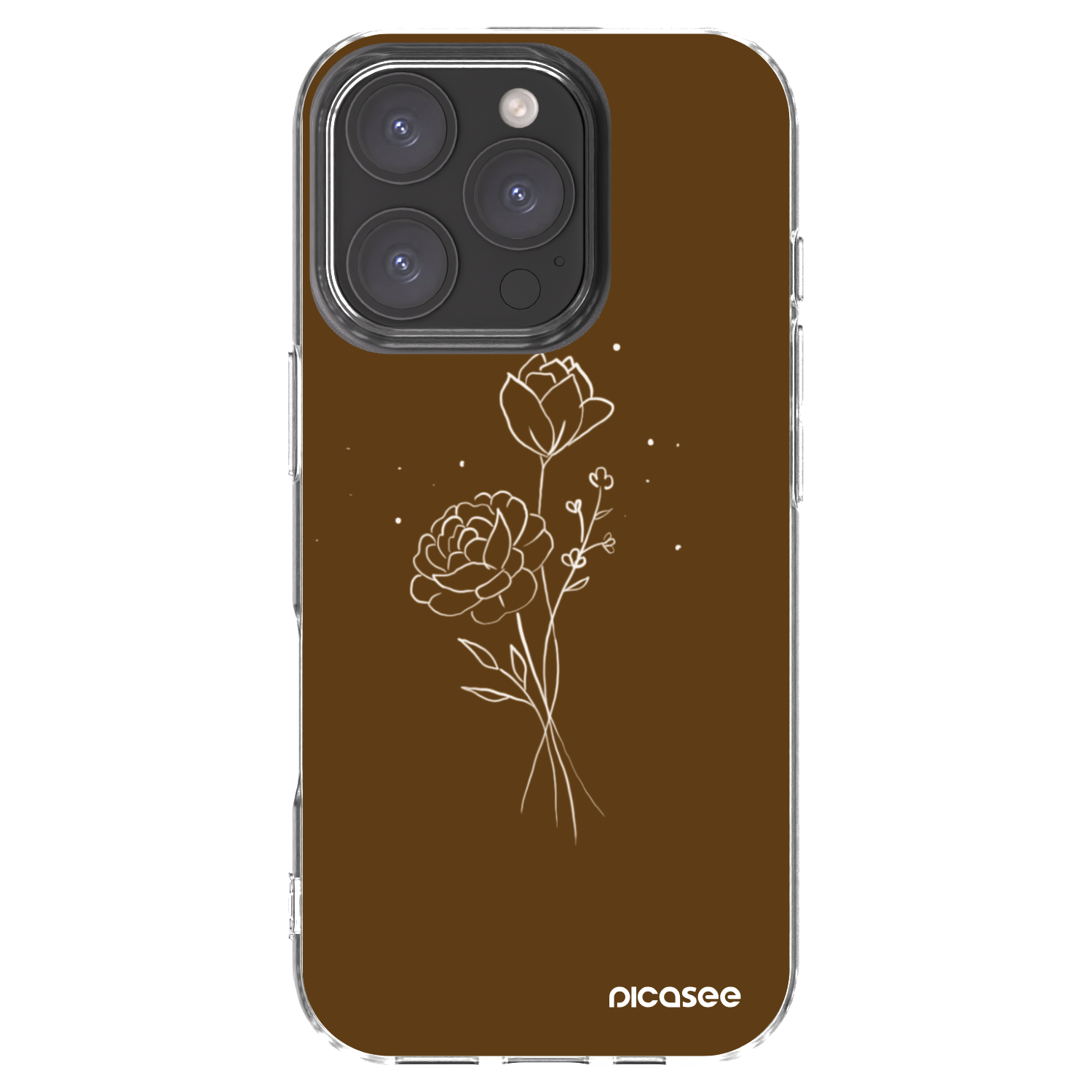 Picasee silikonski prozorni ovitek za Apple iPhone 16 Pro - Brown flowers