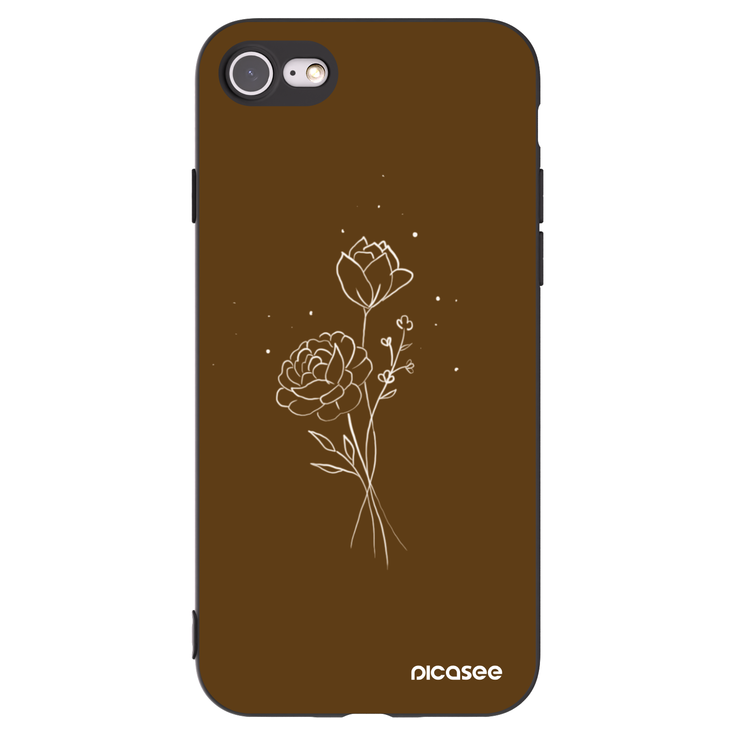 Picasee silikonski črni ovitek za Apple iPhone 8 - Brown flowers