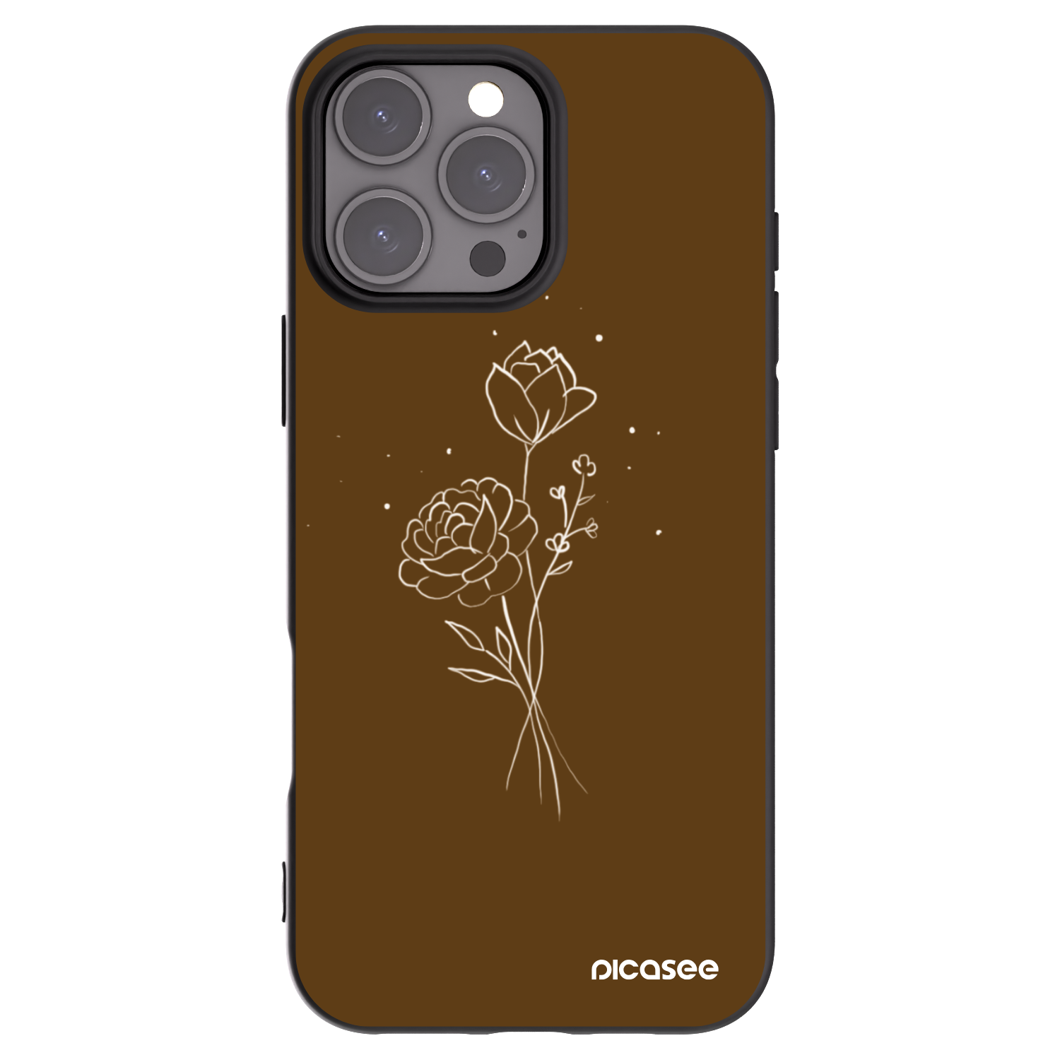 Picasee silikonski črni ovitek za Apple iPhone 16 Pro Max - Brown flowers