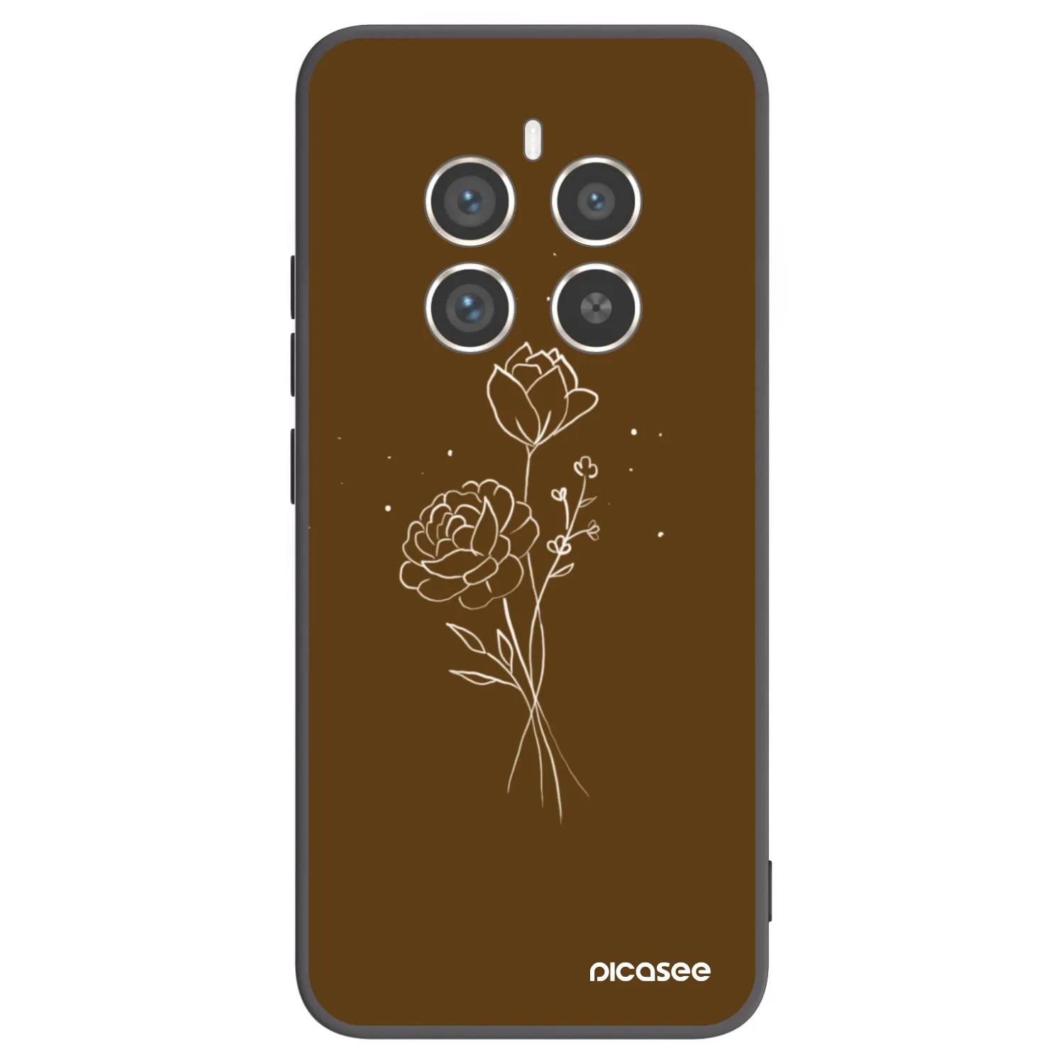 Picasee silikonski črni ovitek za Realme 12 Pro 5G - Brown flowers