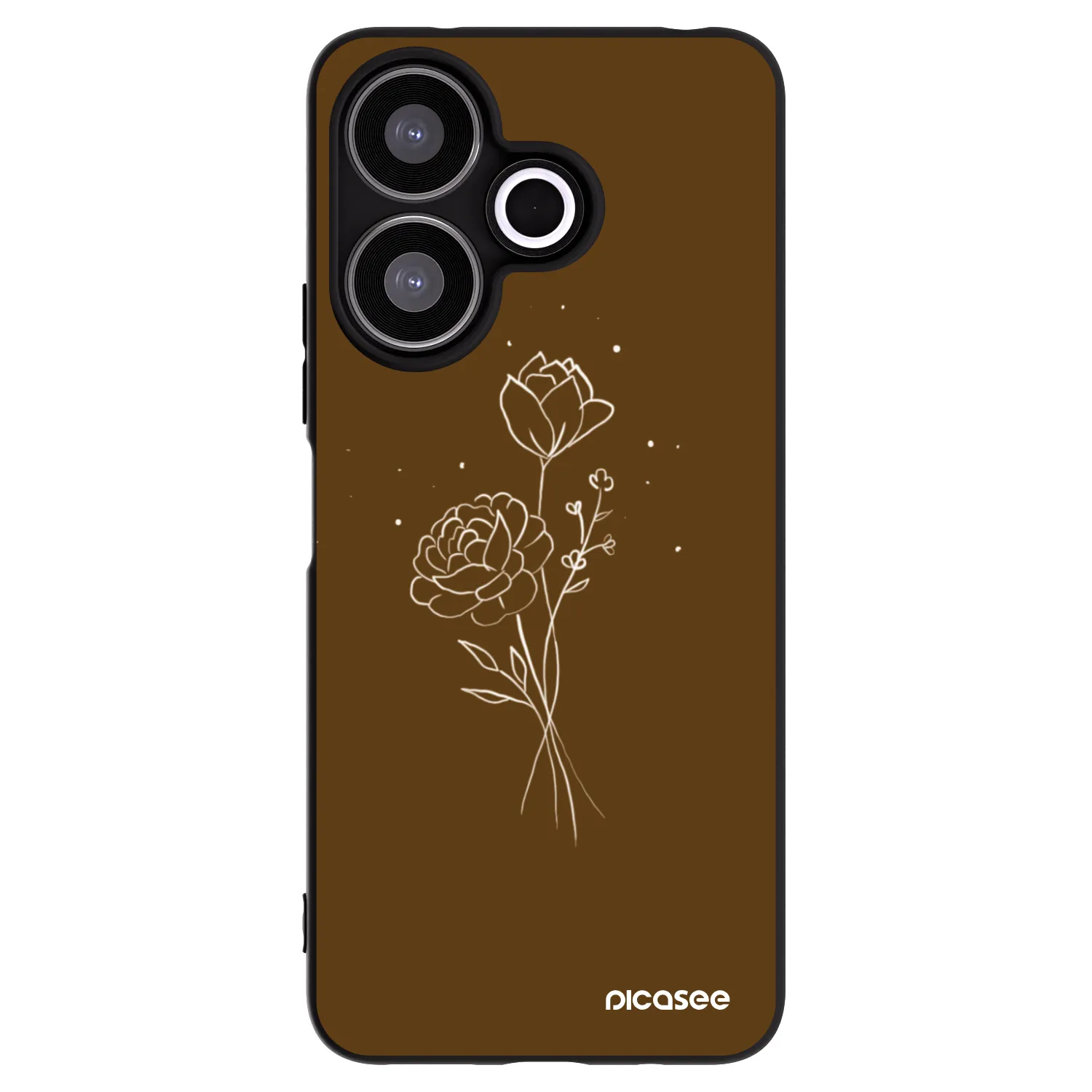 Picasee silikonski črni ovitek za Xiaomi Redmi 13 4G - Brown flowers