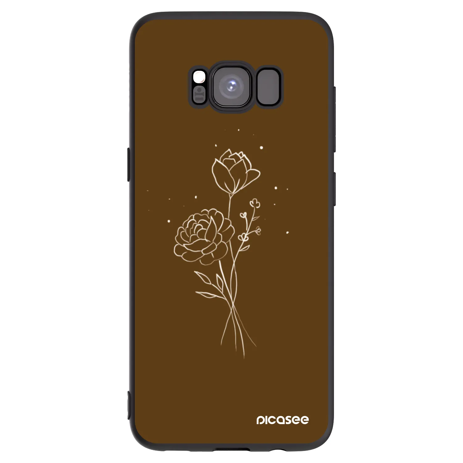 Picasee silikonski črni ovitek za Samsung Galaxy S8 G950F - Brown flowers