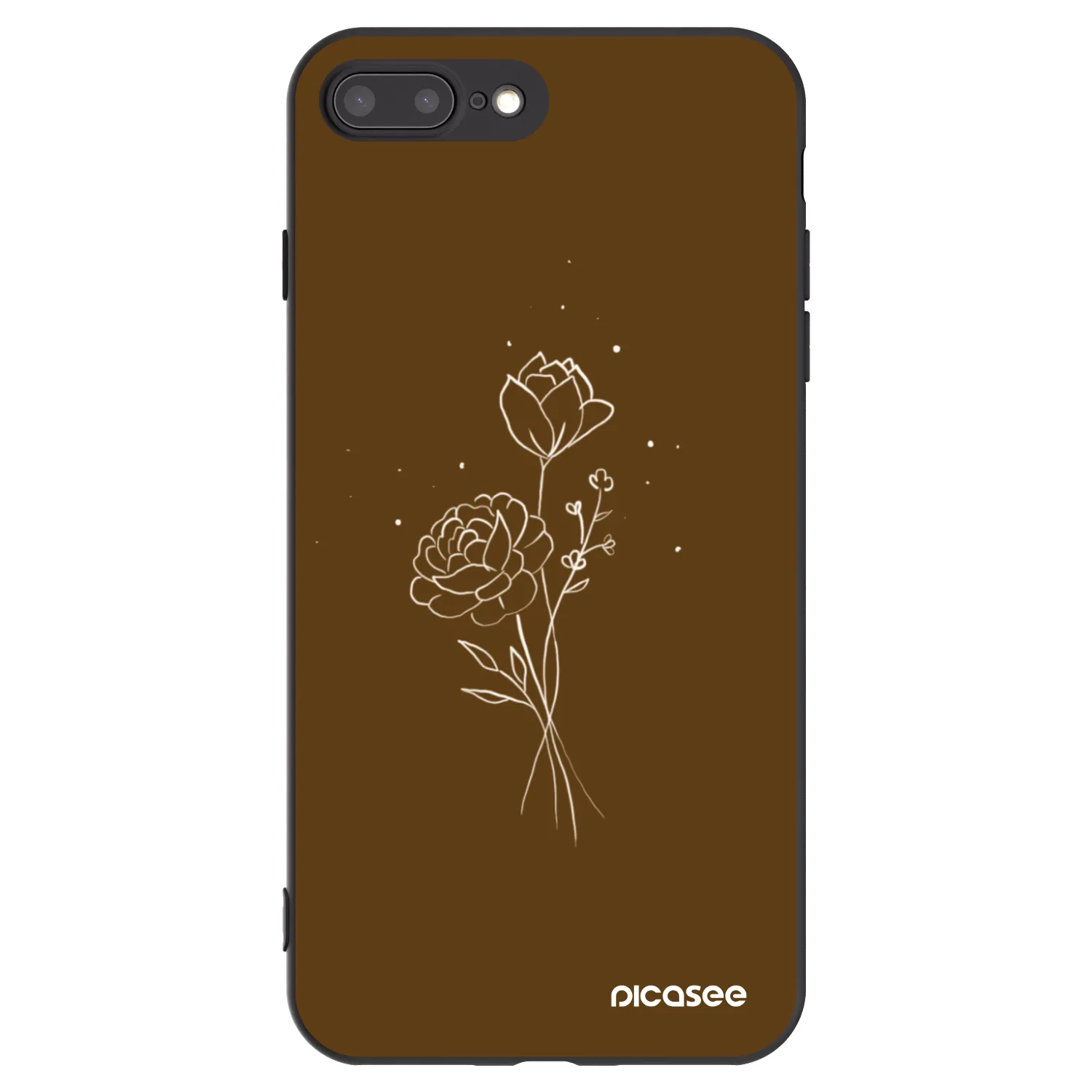 Picasee silikonski črni ovitek za Apple iPhone 8 Plus - Brown flowers