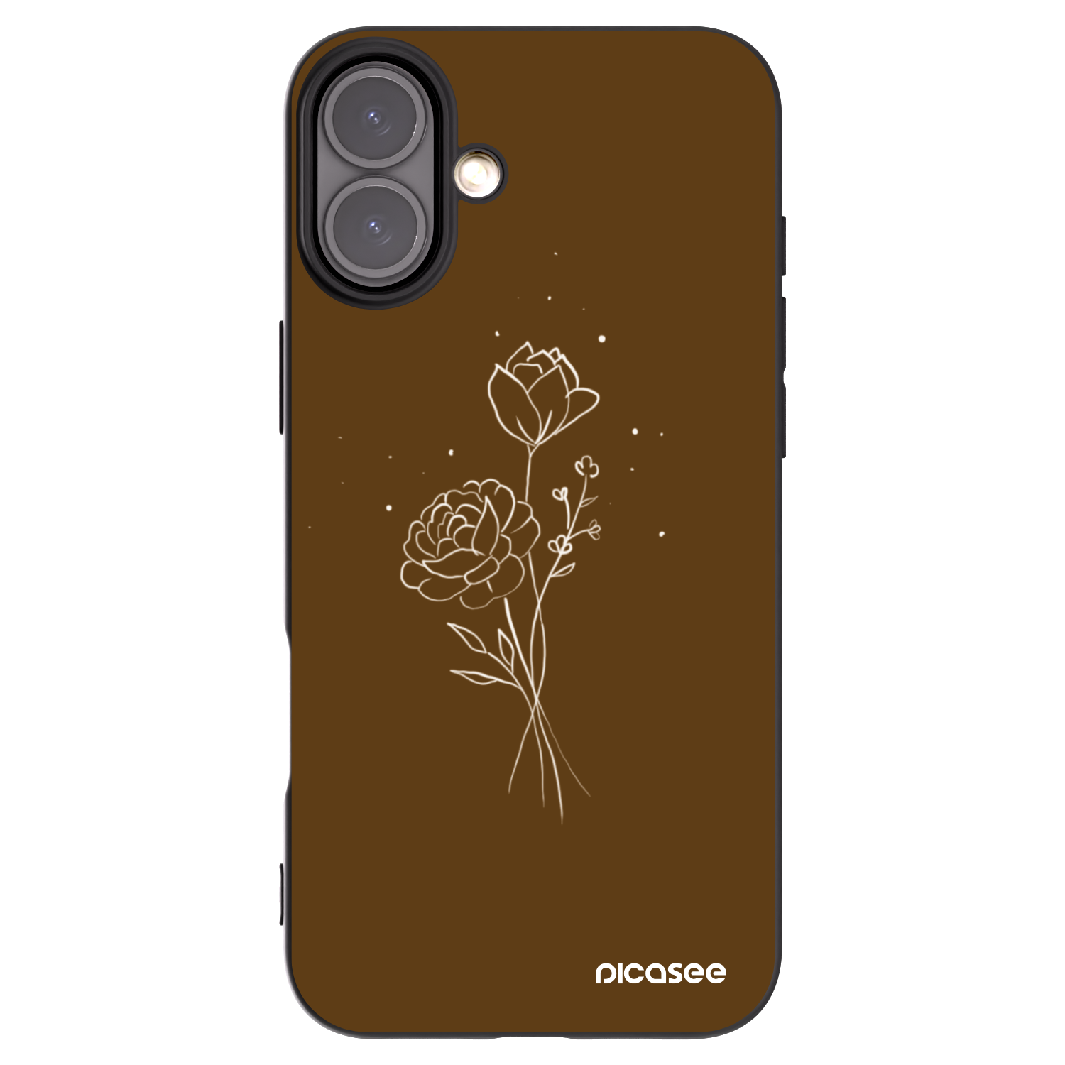 Picasee silikonski črni ovitek za Apple iPhone 16 Plus - Brown flowers
