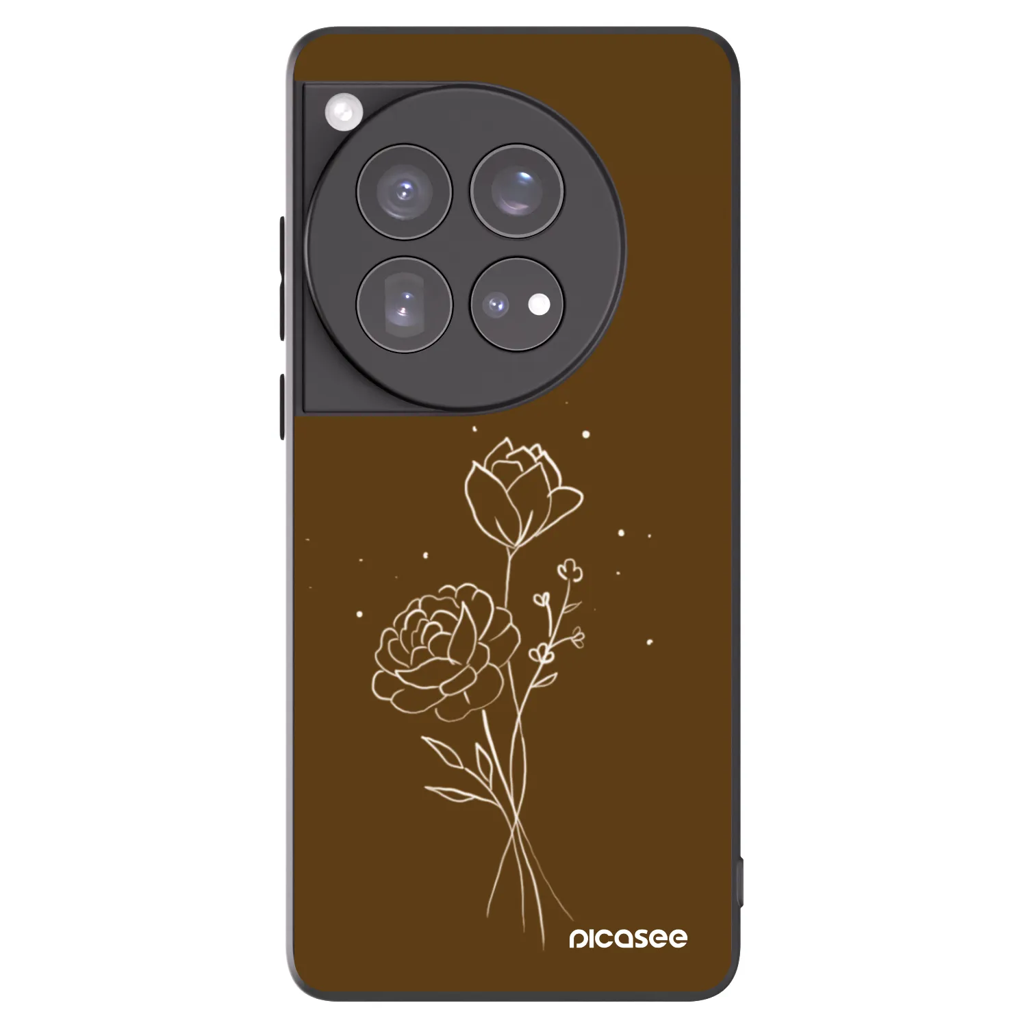 Picasee silikonski črni ovitek za OnePlus 12 5G - Brown flowers