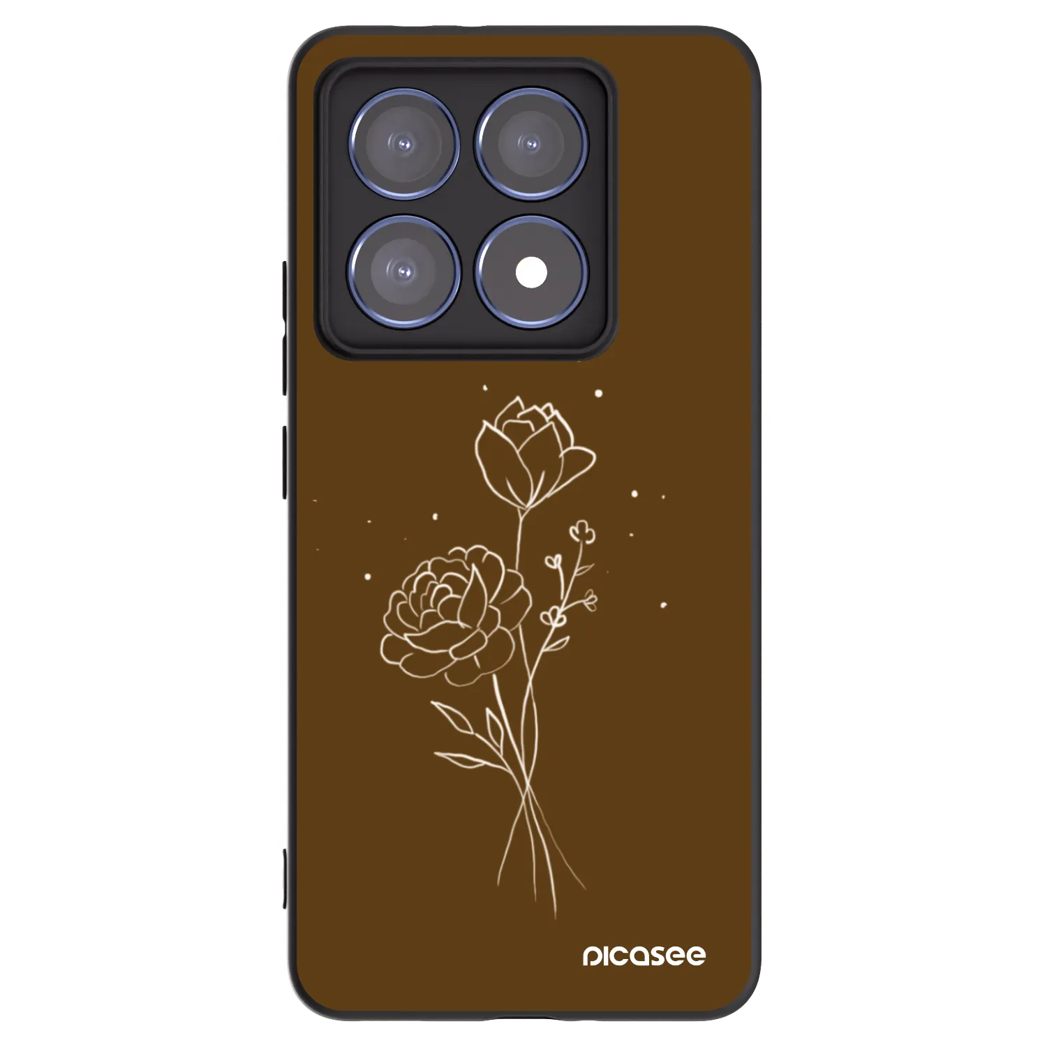 Picasee silikonski črni ovitek za Xiaomi 14T Pro - Brown flowers
