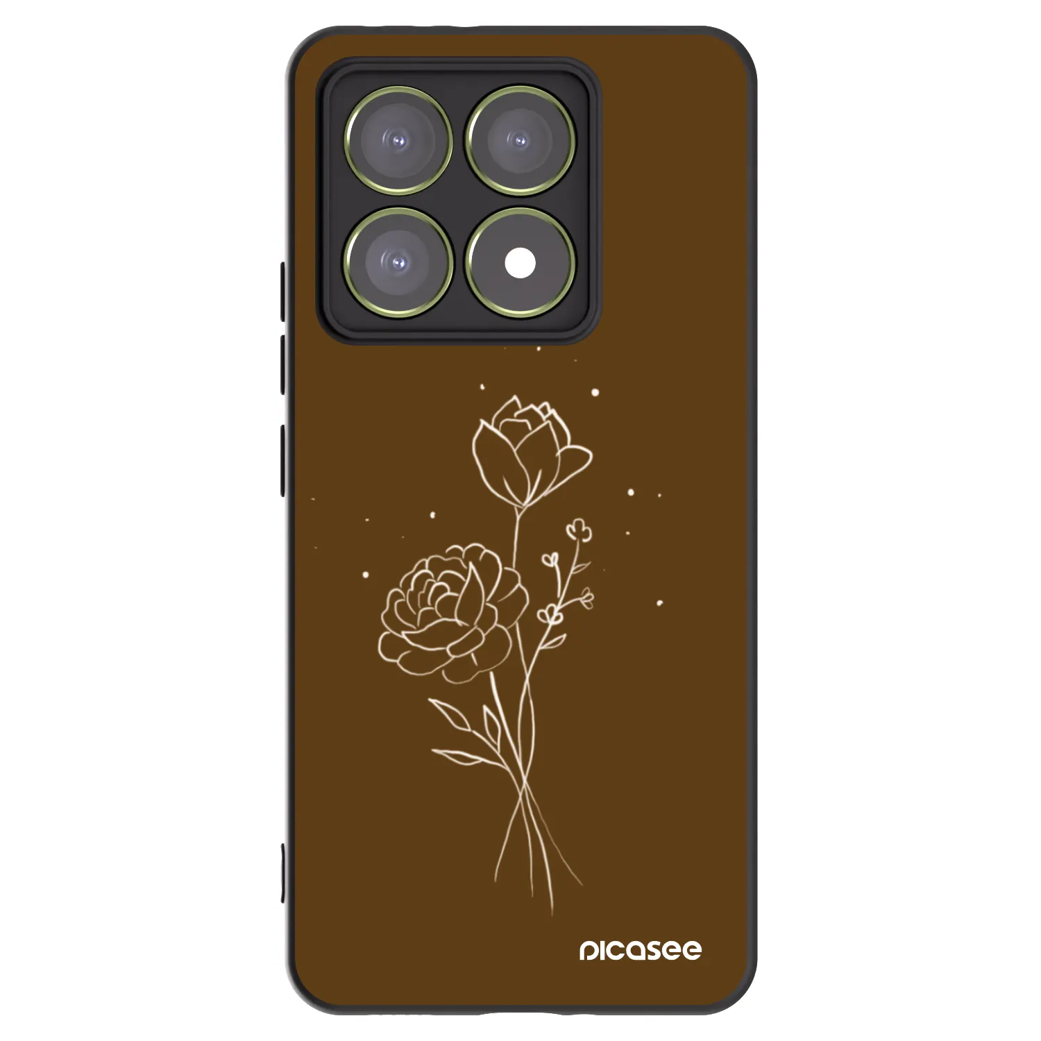 Picasee silikonski črni ovitek za Xiaomi 14T - Brown flowers