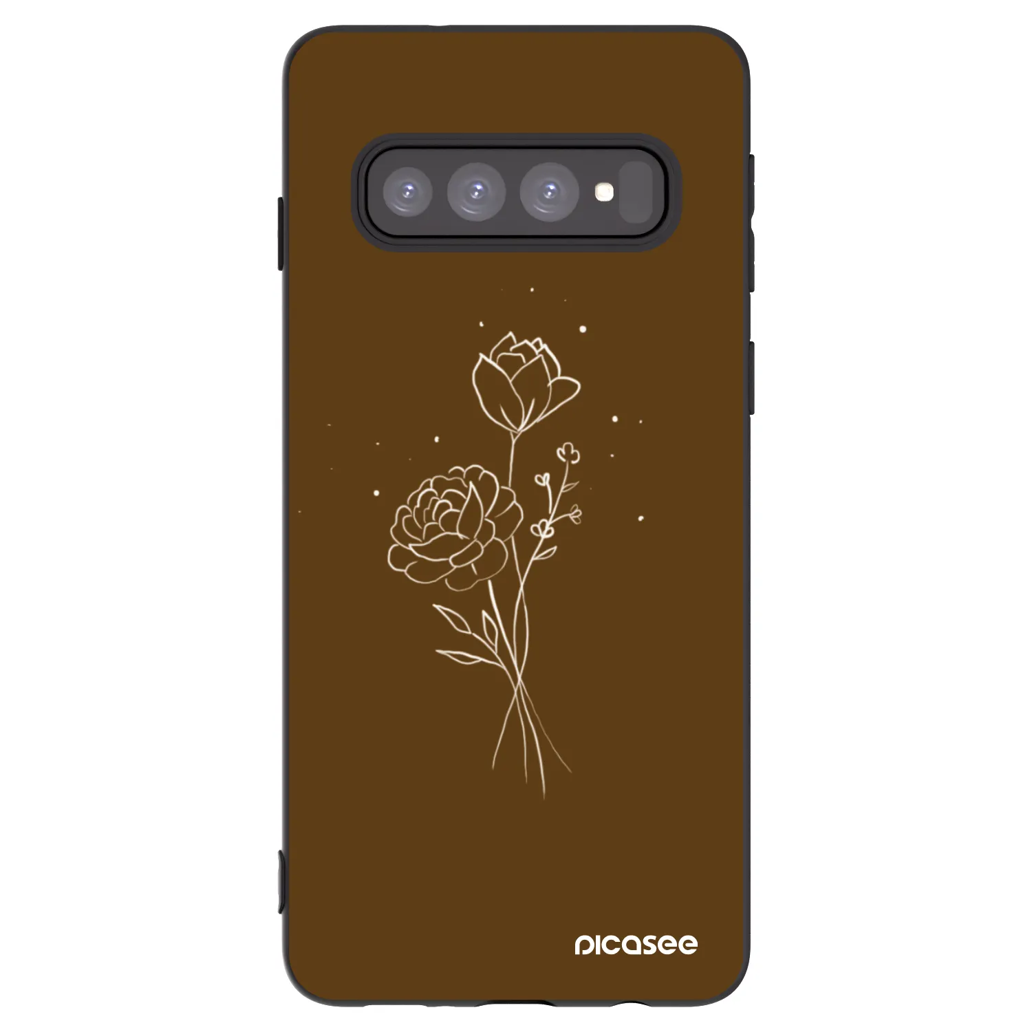 Picasee silikonski črni ovitek za Samsung Galaxy S10 G973 - Brown flowers