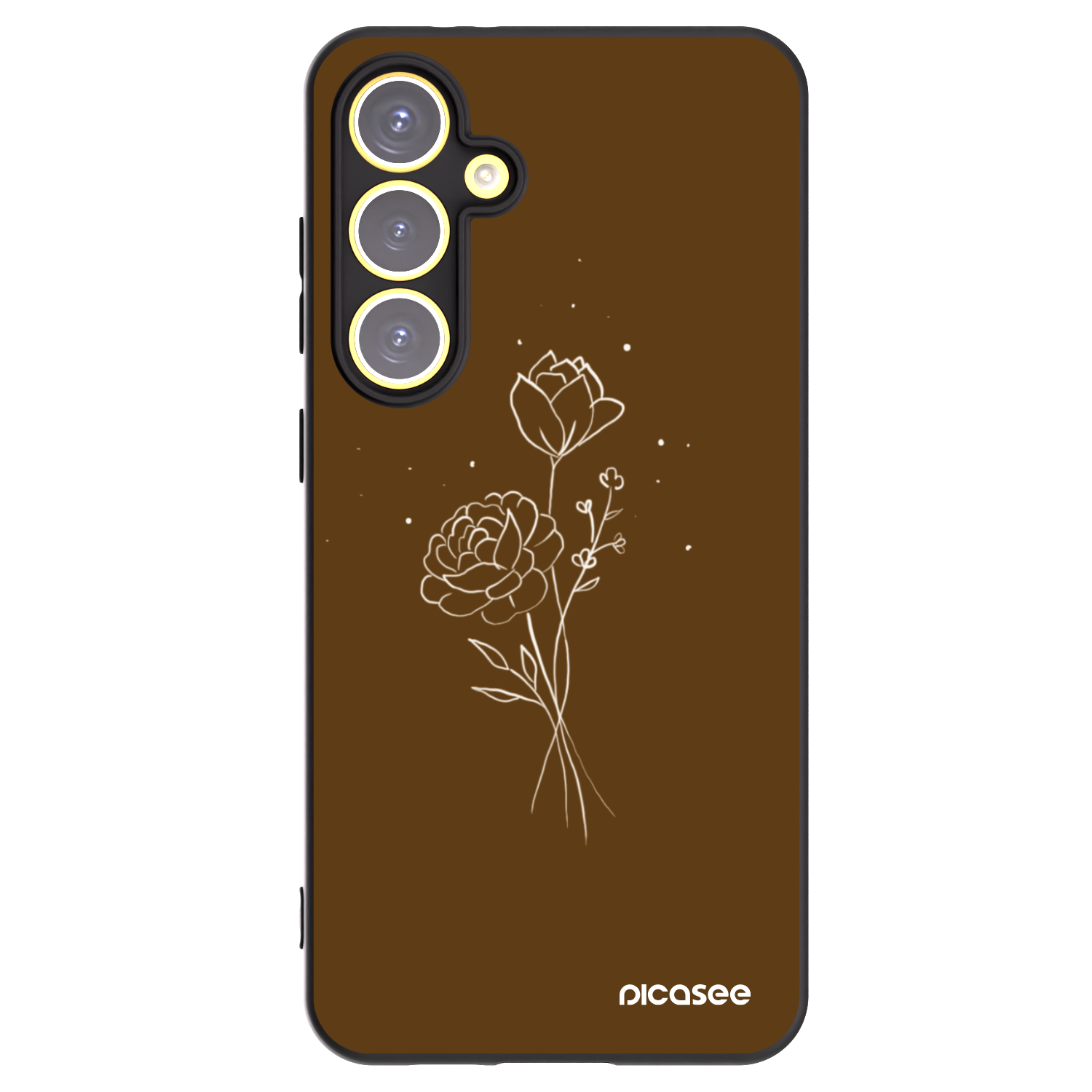 Picasee silikonski črni ovitek za Samsung Galaxy S24 FE S721B - Brown flowers