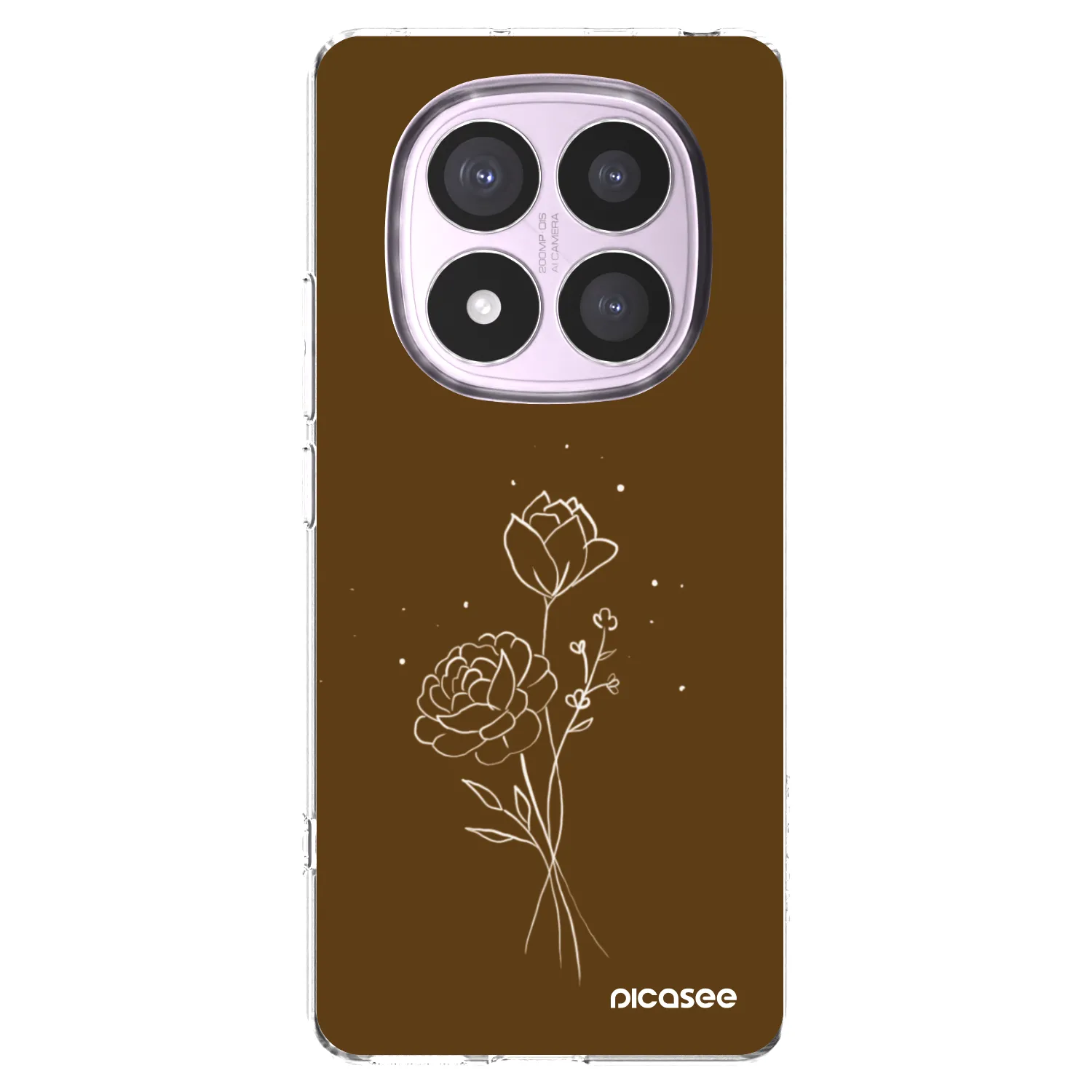Picasee silikonski prozorni ovitek za Xiaomi Redmi Note 14 Pro 5G - Brown flowers