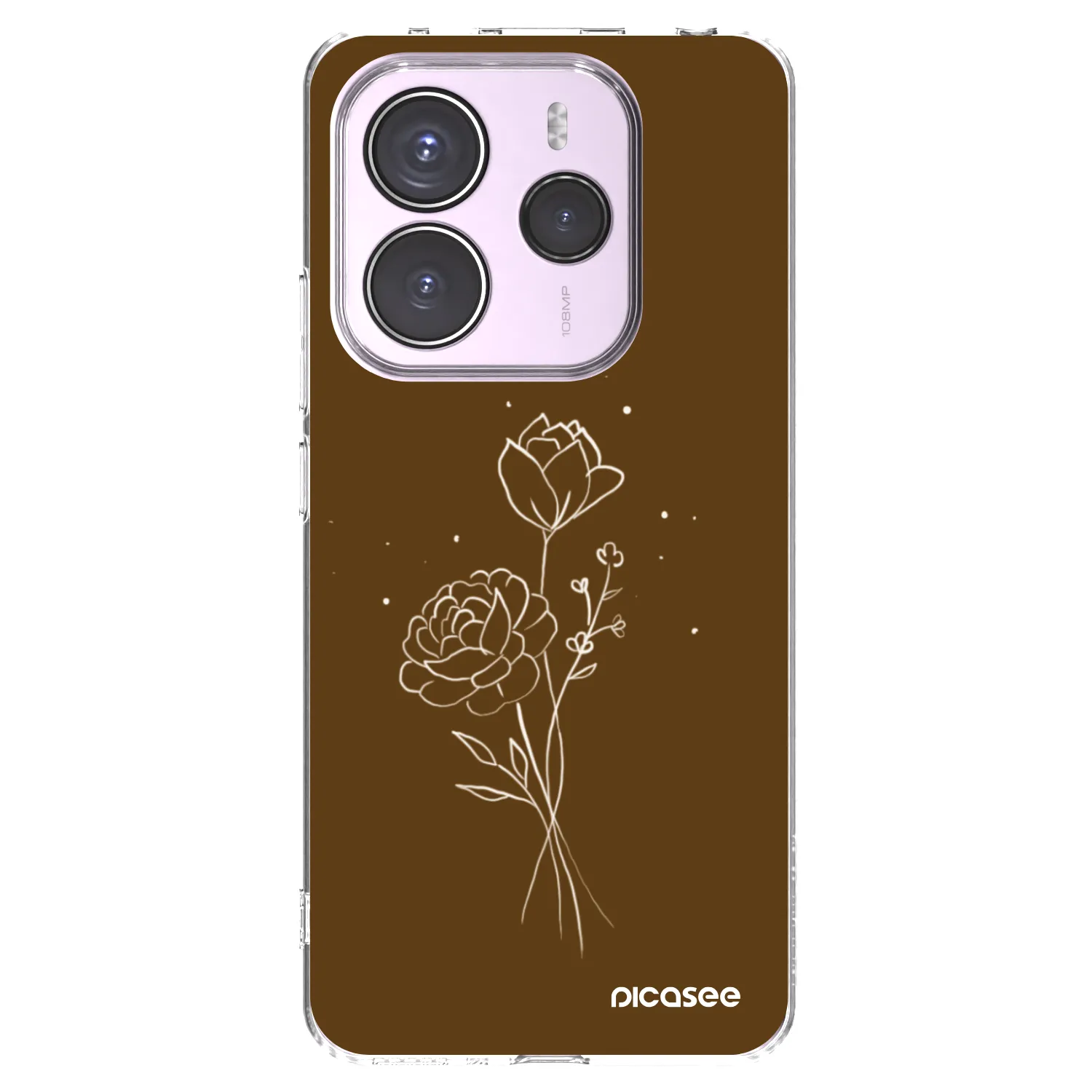 Picasee silikonski prozorni ovitek za Xiaomi Redmi Note 14 5G - Brown flowers