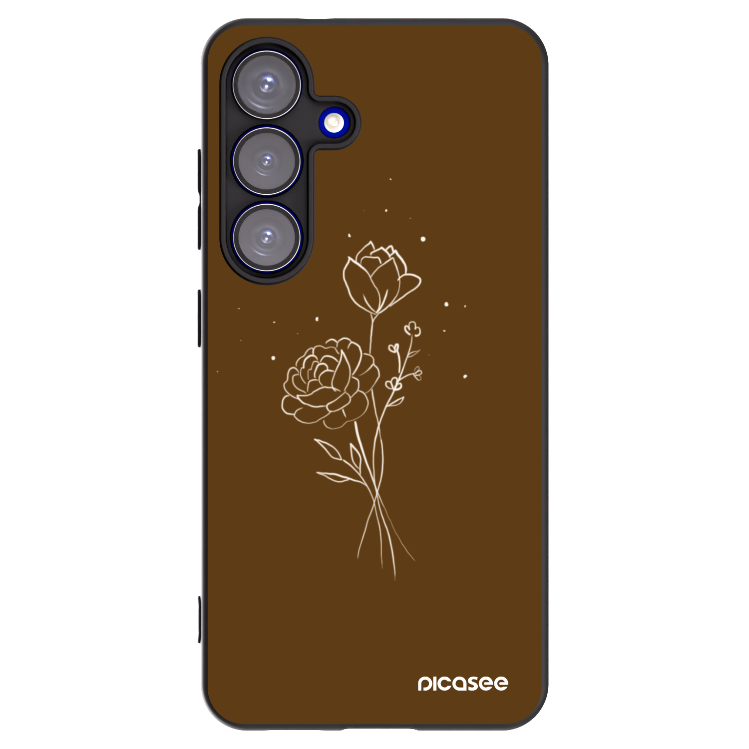 Picasee silikonski črni ovitek za Samsung Galaxy S25 5G - Brown flowers
