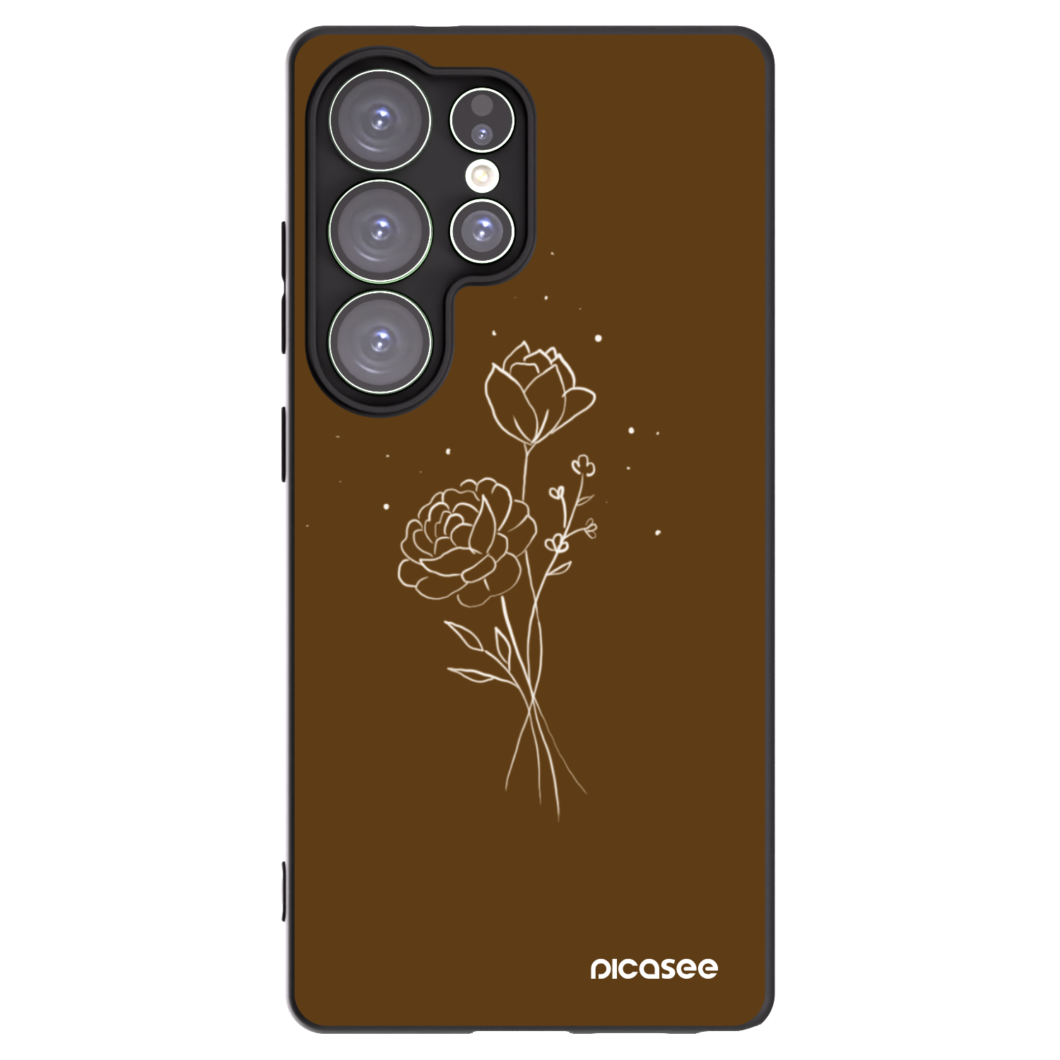 Picasee silikonski črni ovitek za Samsung Galaxy S25 Ultra 5G - Brown flowers