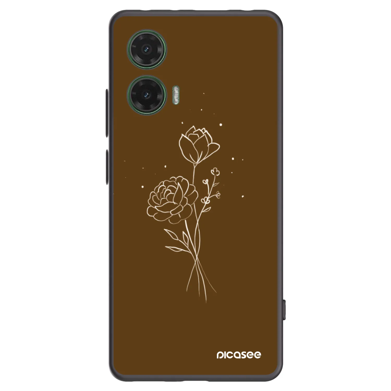 Picasee silikonski črni ovitek za Motorola Moto G35 5G - Brown flowers