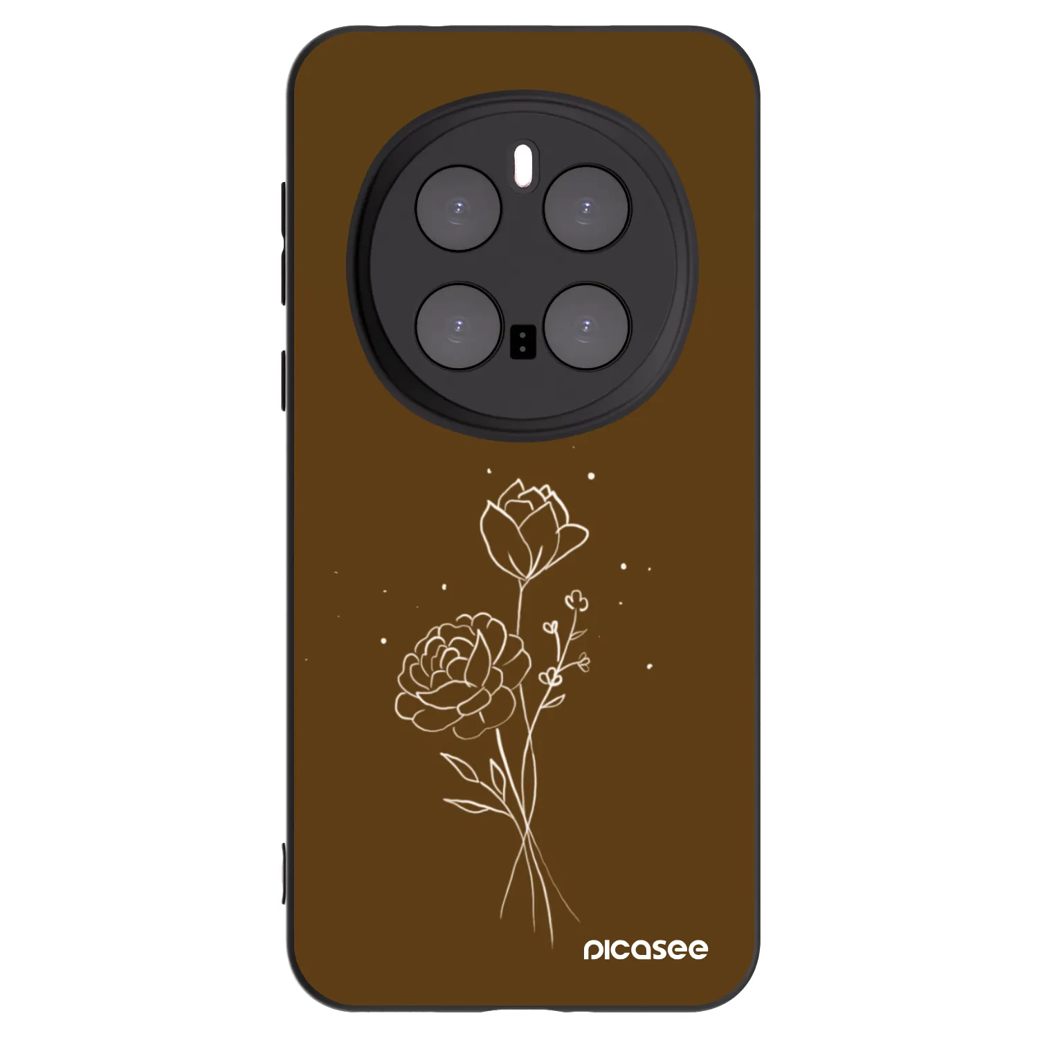 Picasee silikonski črni ovitek za Honor Magic7 Pro 5G - Brown flowers