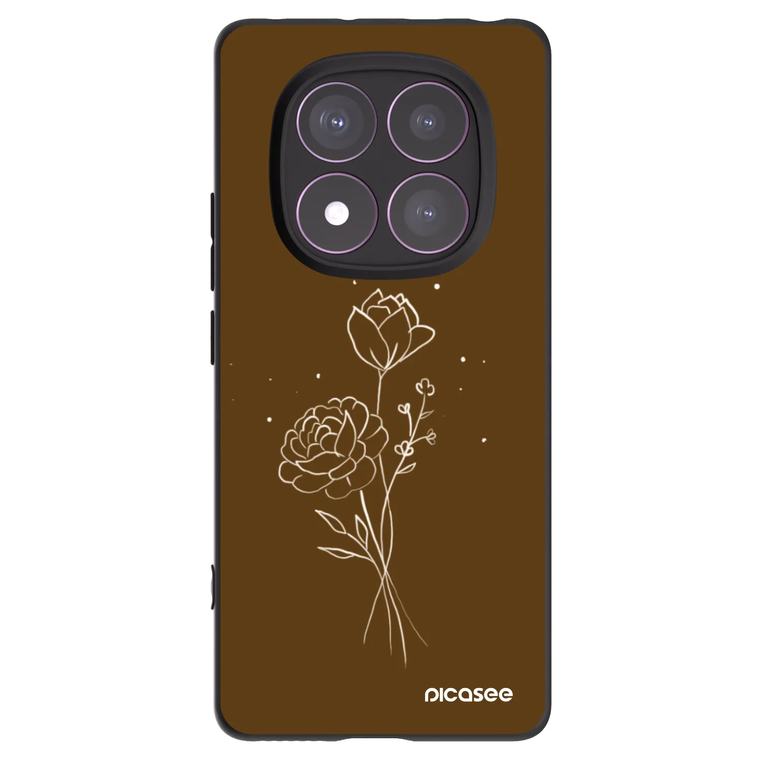 Picasee silikonski črni ovitek za Xiaomi Redmi Note 14 Pro 4G - Brown flowers