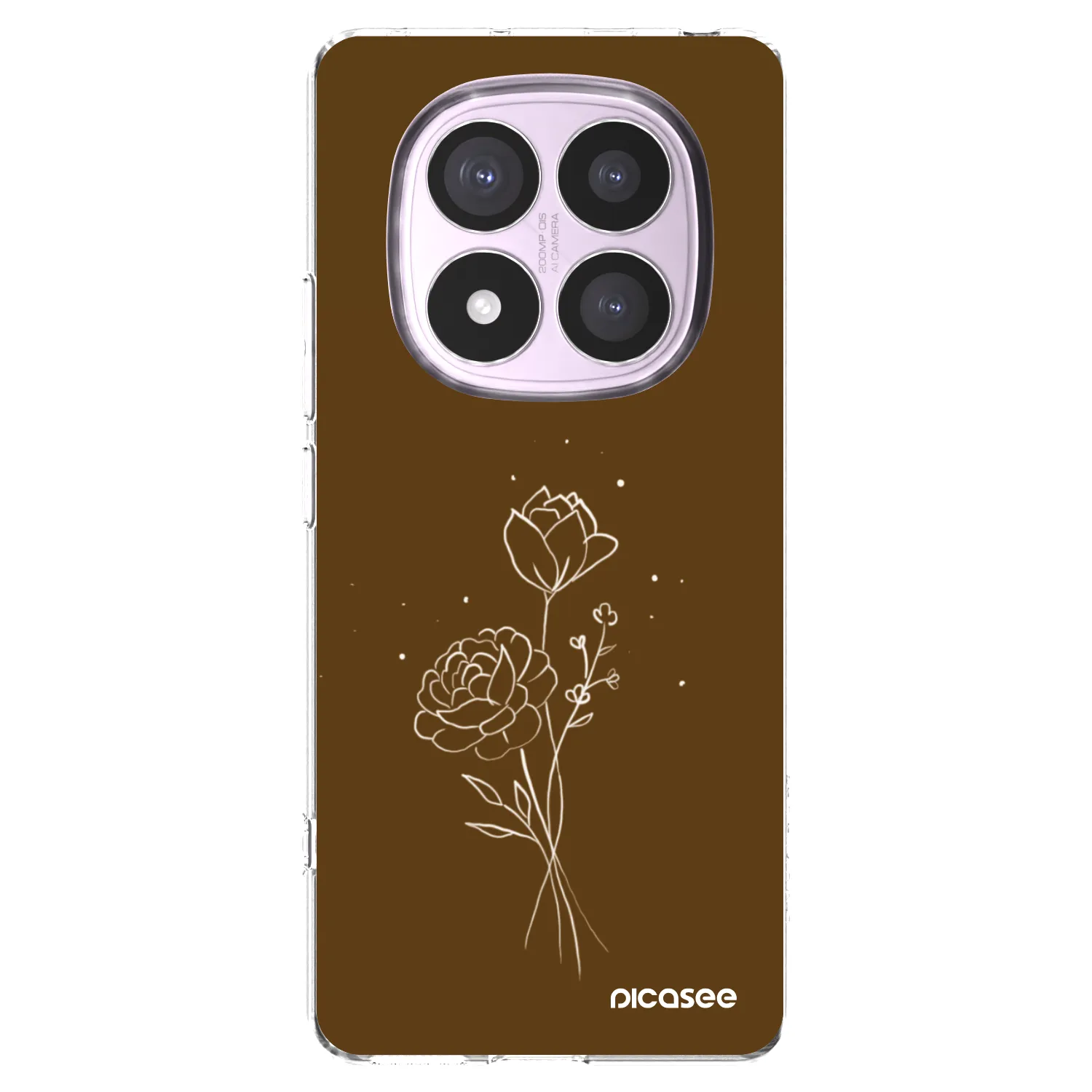 Picasee silikonski prozorni ovitek za Xiaomi Redmi Note 14 Pro 4G - Brown flowers