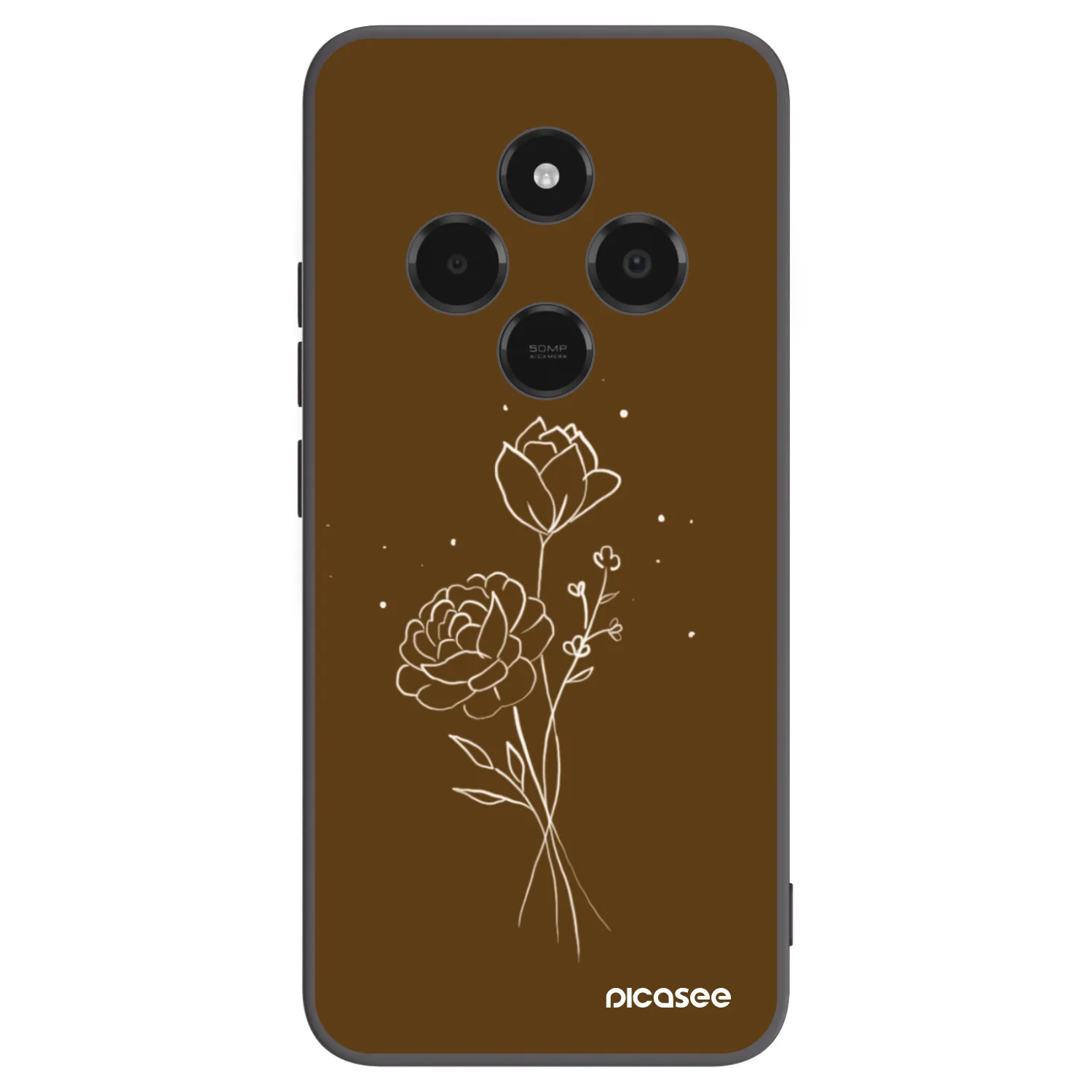 Picasee silikonski črni ovitek za Xiaomi Poco C75 - Brown flowers