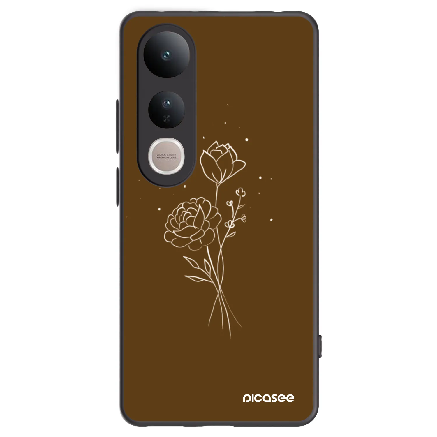 Picasee silikonski črni ovitek za Vivo V50 Lite 5G - Brown flowers