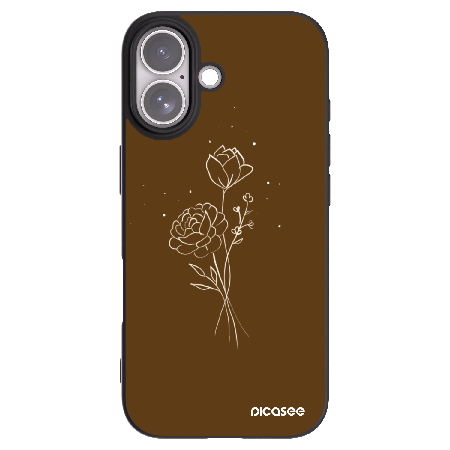 Picasee silikonski črni ovitek za Apple iPhone 17 - Brown flowers