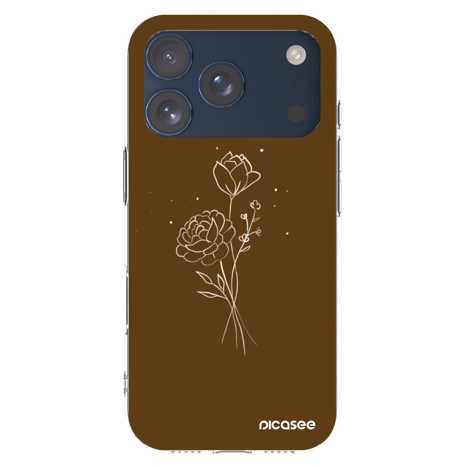 Picasee silikonski prozorni ovitek za Apple iPhone 17 Pro - Brown flowers