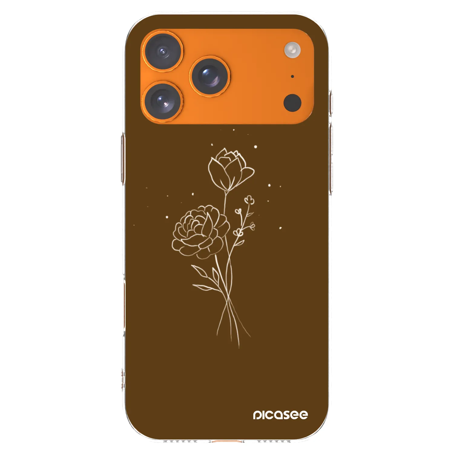 Picasee silikonski prozorni ovitek za Apple iPhone 17 Pro Max - Brown flowers