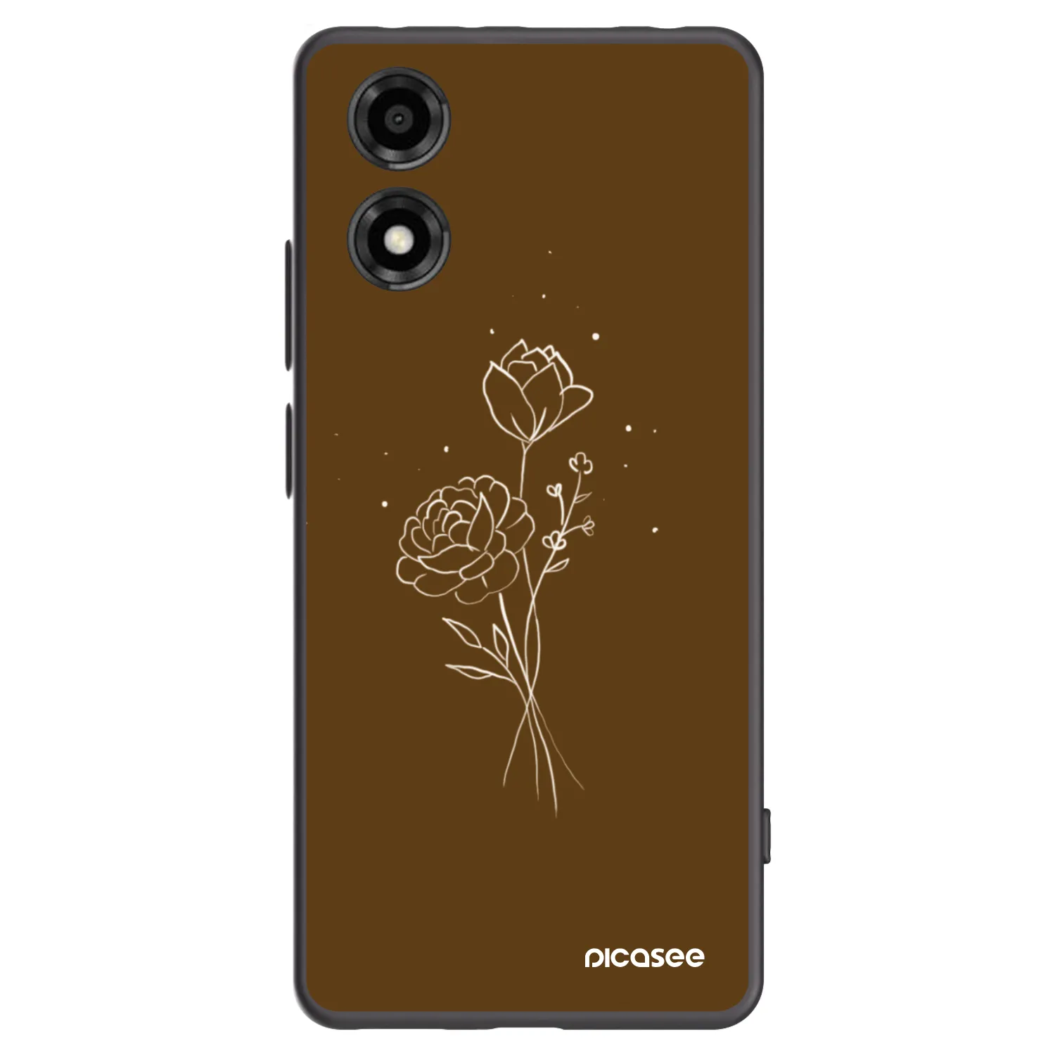 Picasee silikonski črni ovitek za Motorola Moto E14 - Brown flowers